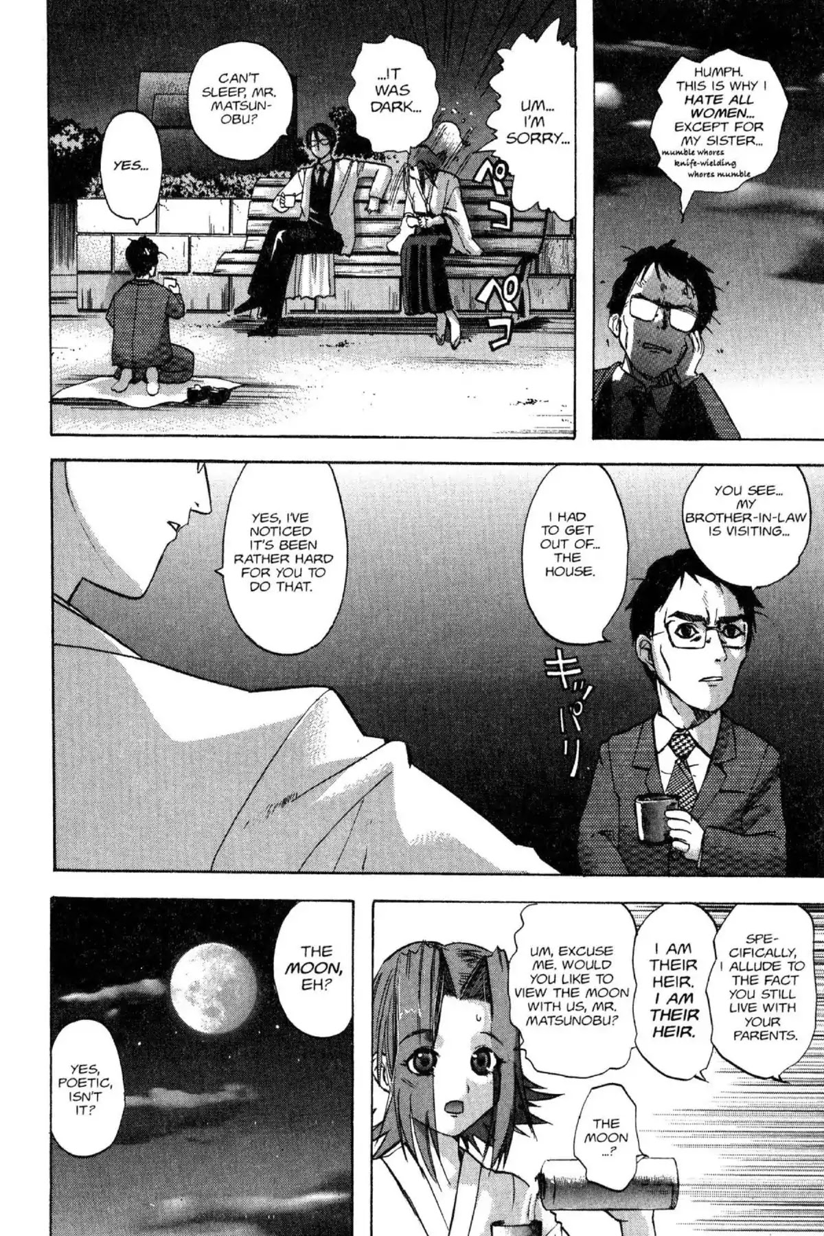 Excel Saga Chapter 12.8-9 page 6 - Vol.12 Professor, let's have a moon viewing party!
