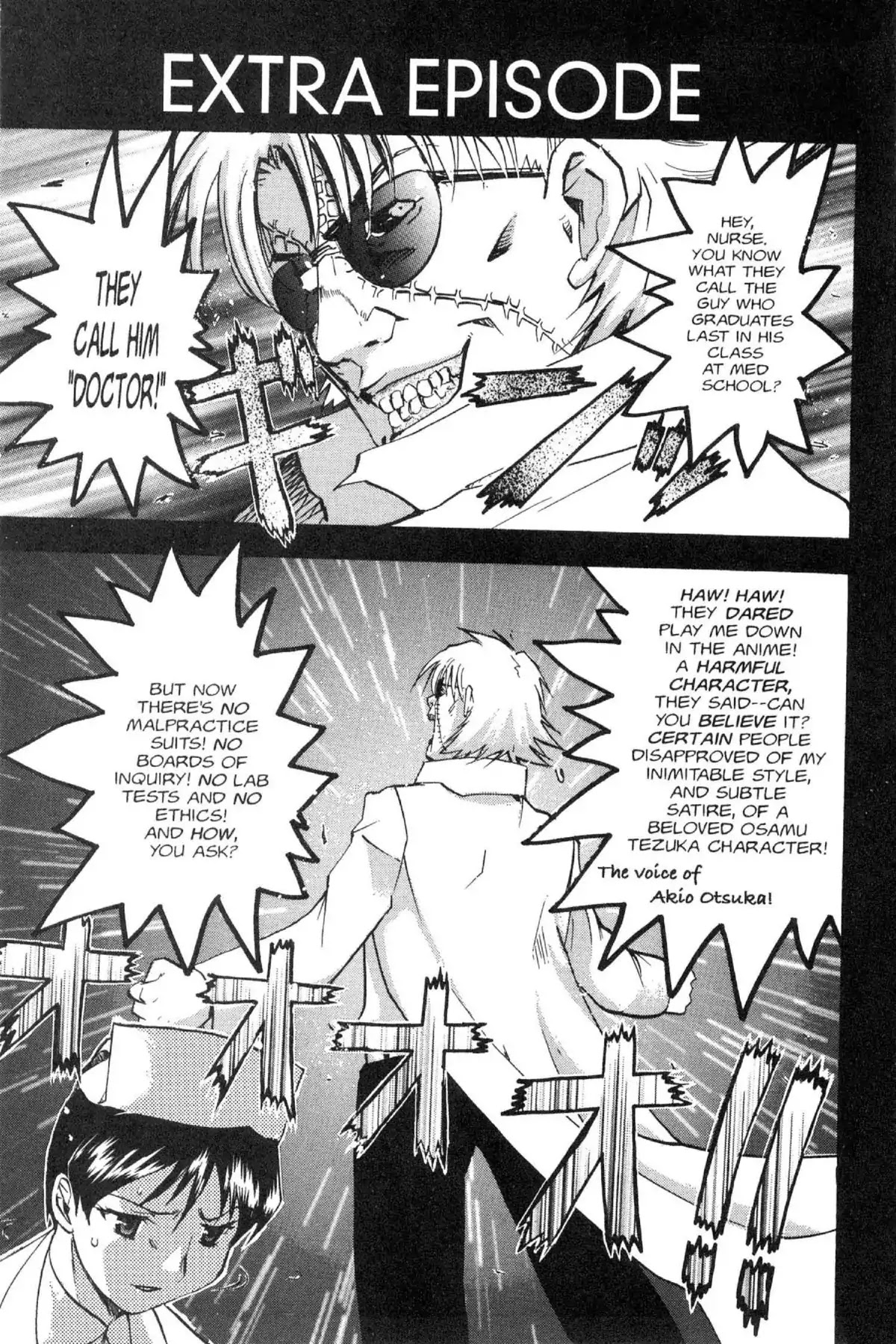 Excel Saga Chapter 13.6-5 page 1 - Vol.13 Outer Mission: Say Hello to the Outbreak from the Clinic of the Super Doctor B.J in White