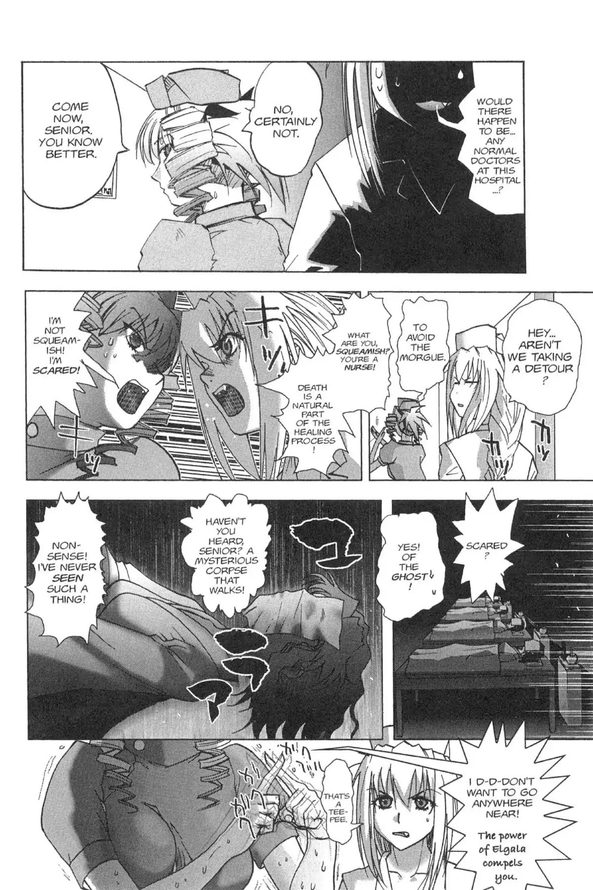 Excel Saga Chapter 13.6-5 page 14 - Vol.13 Outer Mission: Say Hello to the Outbreak from the Clinic of the Super Doctor B.J in White