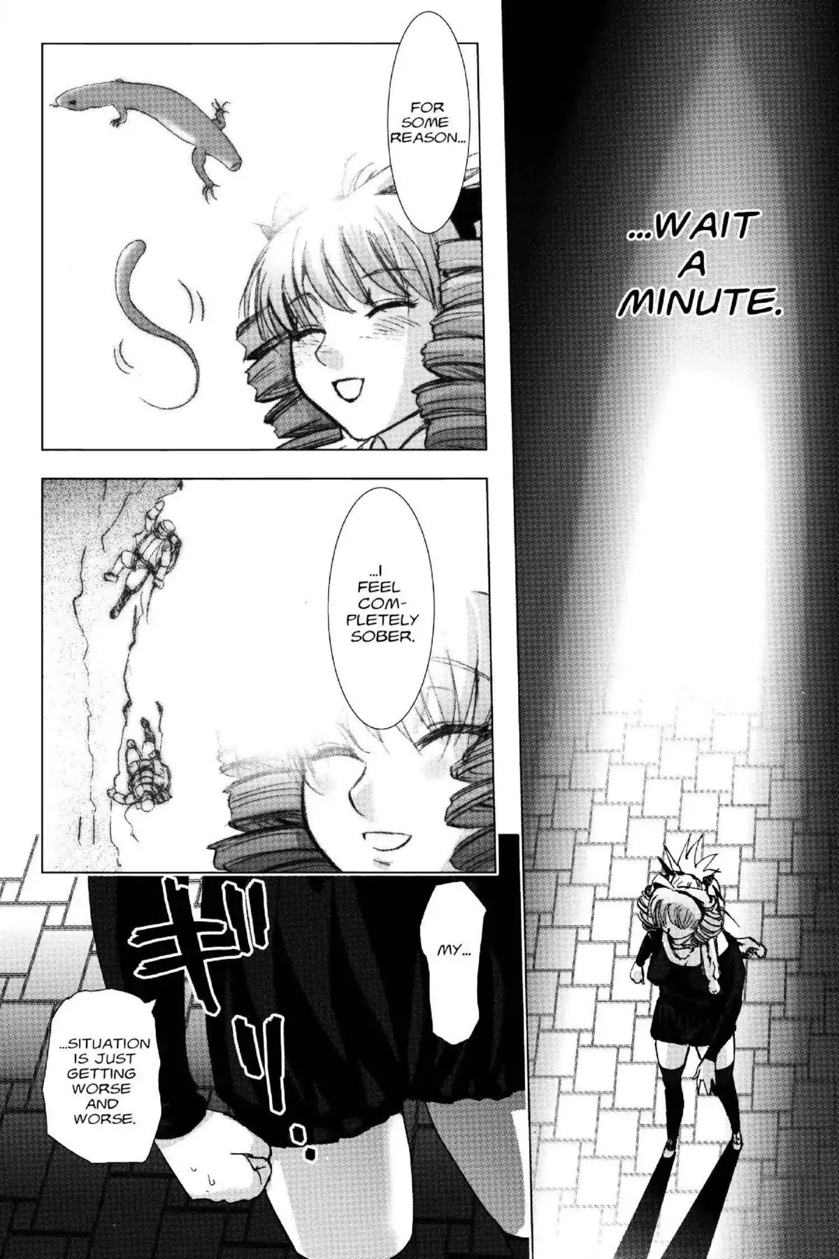 Excel Saga Chapter 19.1 page 31 - Vol.19 Mission 1: Just When You're Feeling Weak, Here Comes a Kick, a Bee, a Curse and God Knows What Else