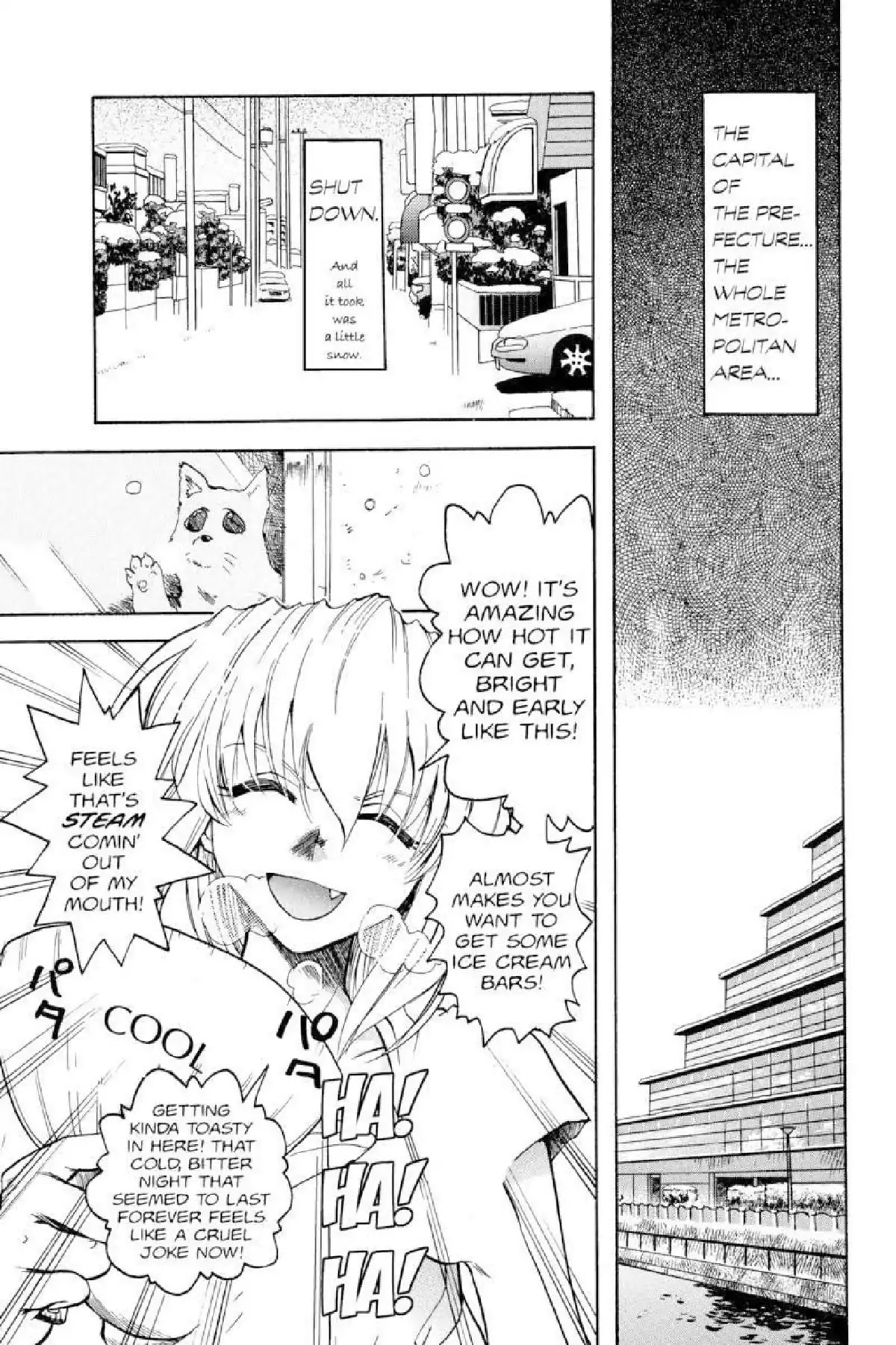 Excel Saga Chapter 3.5 page 2 - Vol.3 Mission 5: That Which Scatters About in the White Skies