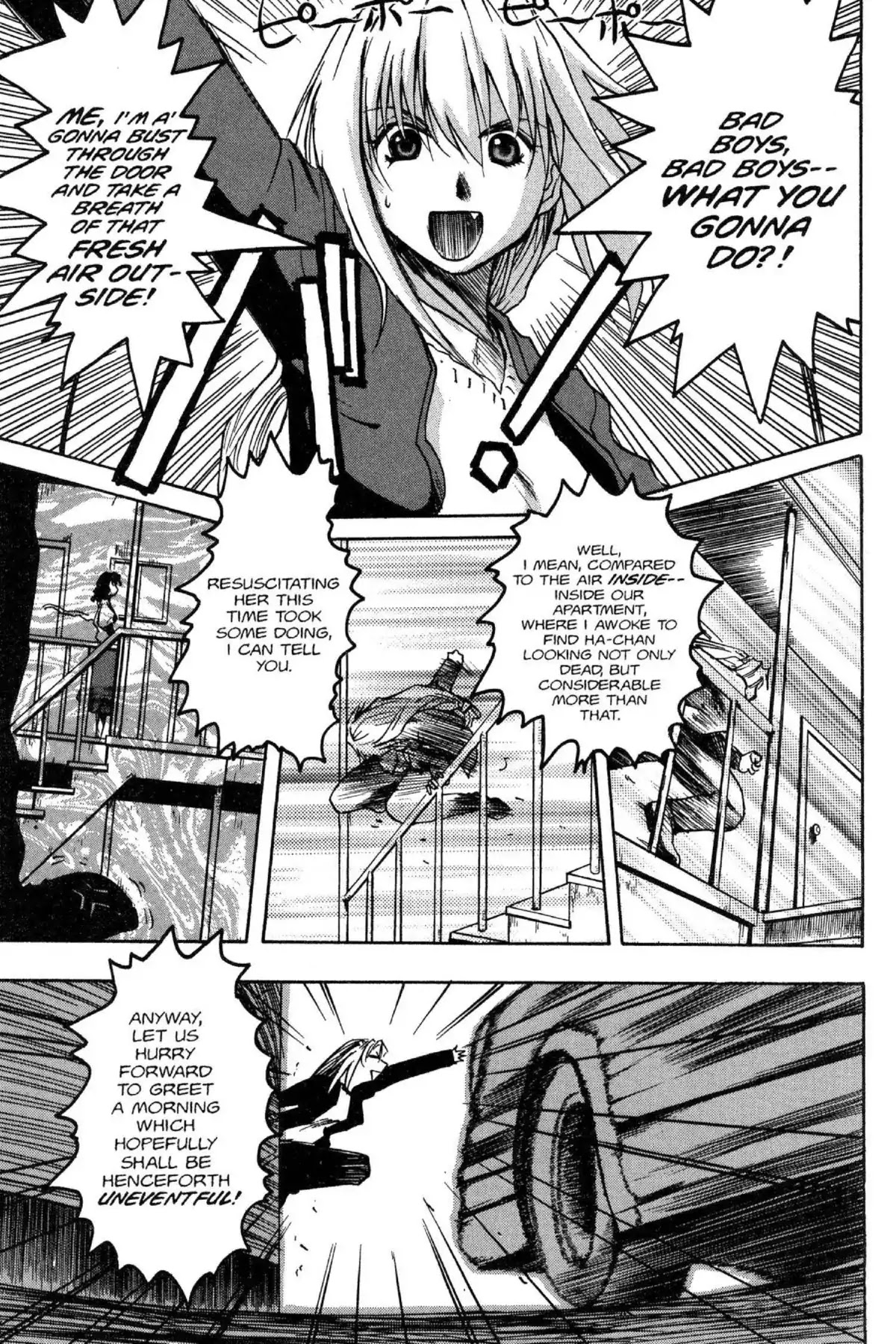 Excel Saga Chapter 6.4 page 1 - Vol.6 Mission 4: The Resistance Value of a Gaze