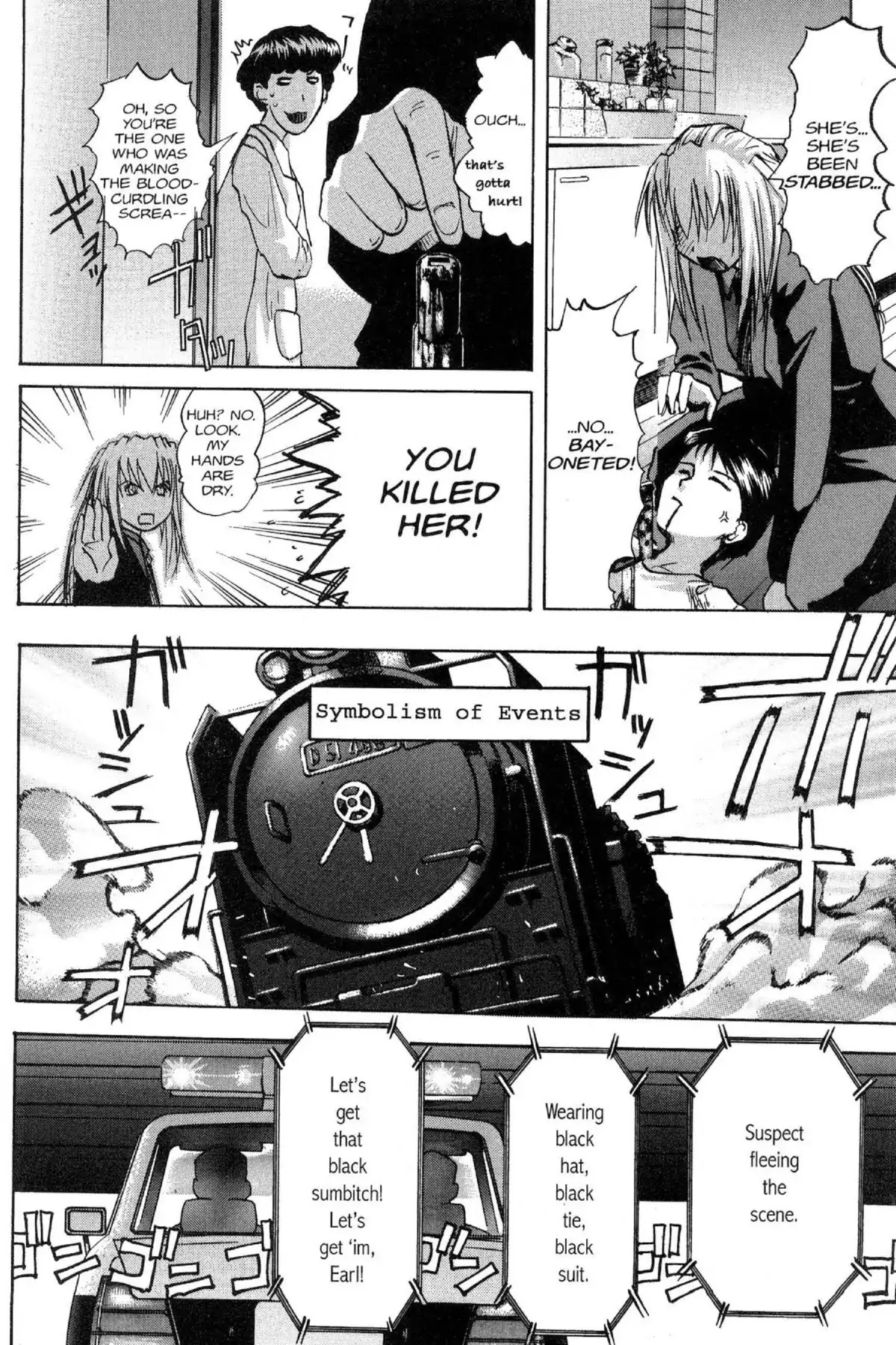 Excel Saga Chapter 9.8-6 page 20 - Vol.9 Outer Mission: The Wild West Detective Saw in the Midst of Smoke on the Water Various Cases of Midnight Murder in the Secret Trick Room While Dangerously Dancing at the Stray Sun Series Story