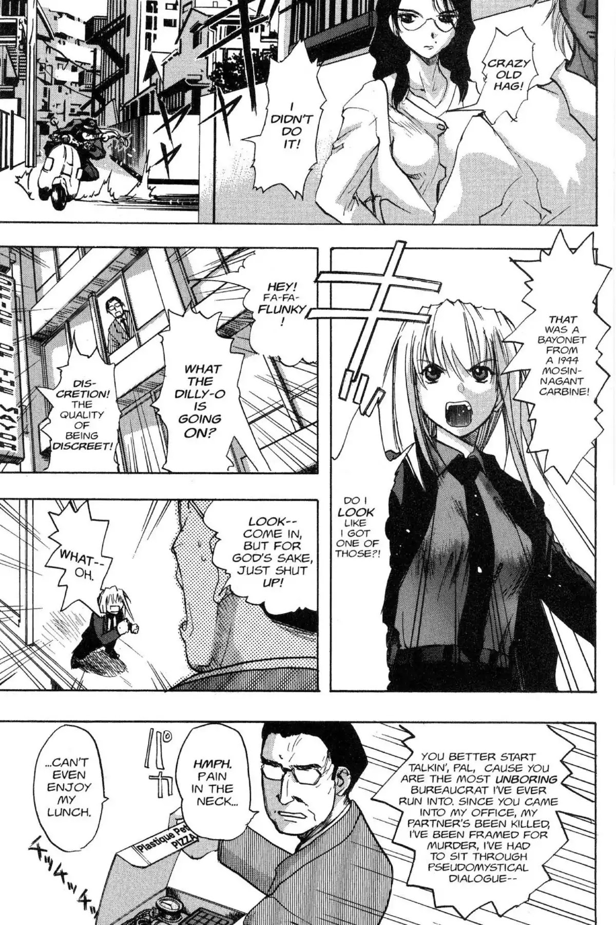 Excel Saga Chapter 9.8-6 page 21 - Vol.9 Outer Mission: The Wild West Detective Saw in the Midst of Smoke on the Water Various Cases of Midnight Murder in the Secret Trick Room While Dangerously Dancing at the Stray Sun Series Story