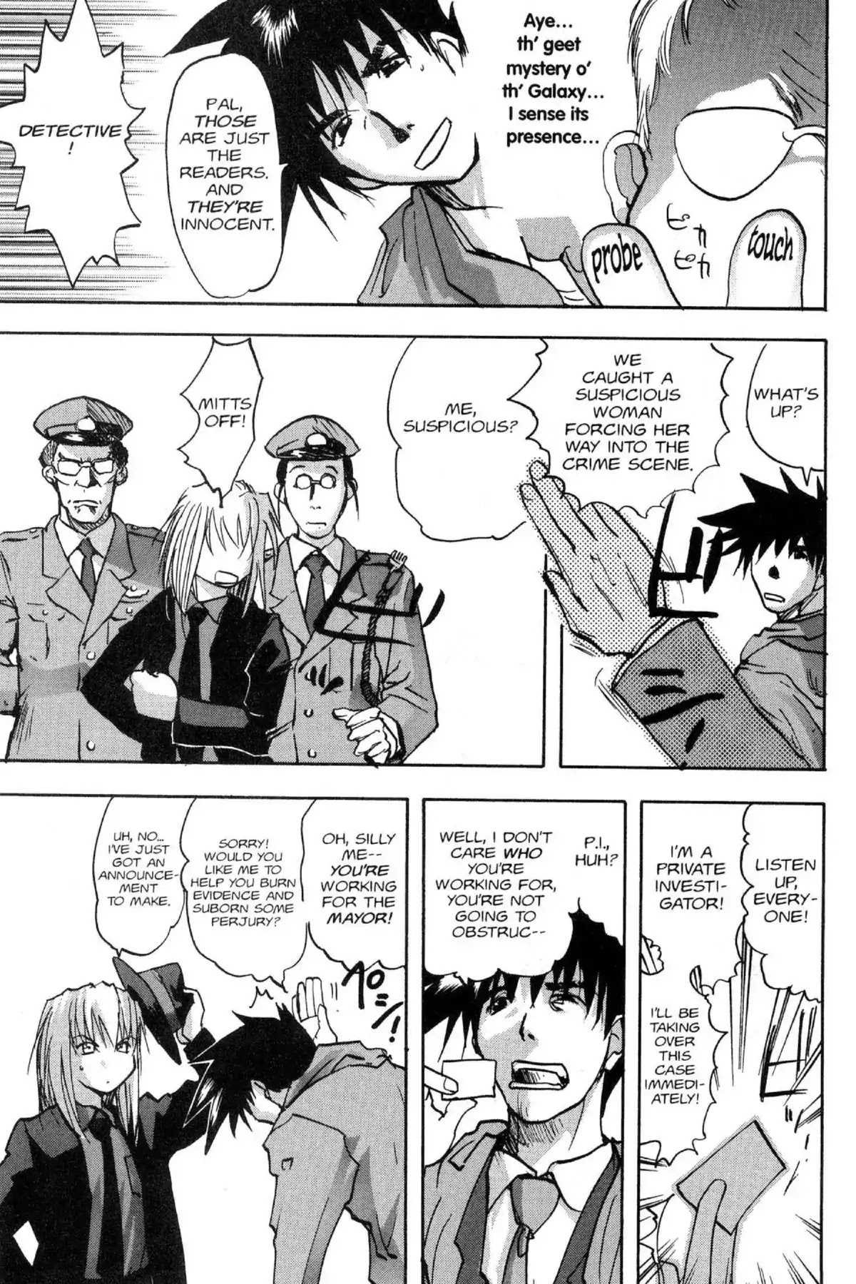 Excel Saga Chapter 9.8-6 page 27 - Vol.9 Outer Mission: The Wild West Detective Saw in the Midst of Smoke on the Water Various Cases of Midnight Murder in the Secret Trick Room While Dangerously Dancing at the Stray Sun Series Story