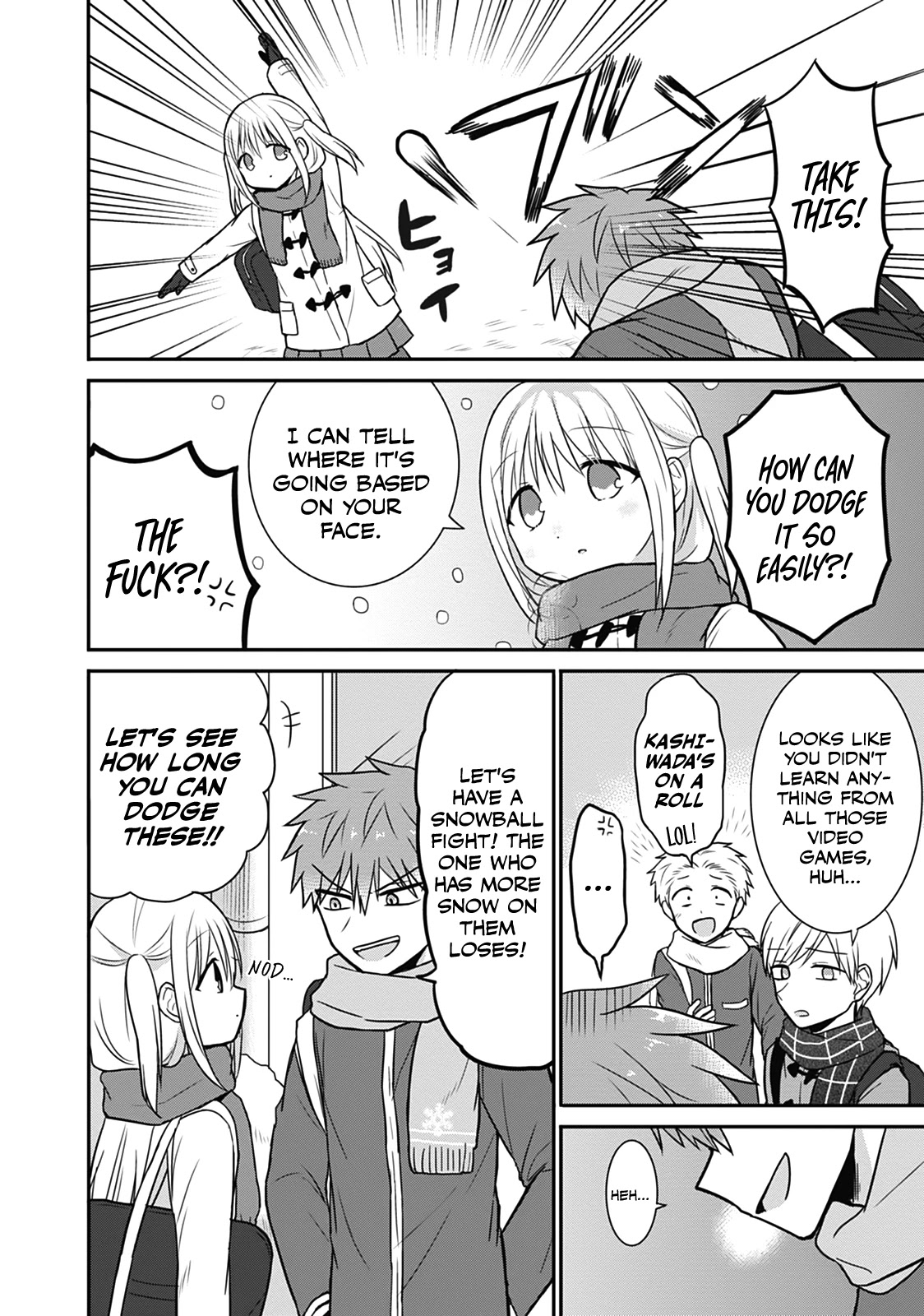 Expressionless Face Girl and Emotional Face Boy Chapter 17 page 4 - Chapter 17: Oota-kun and Kashiwada-san's Snowball Fight