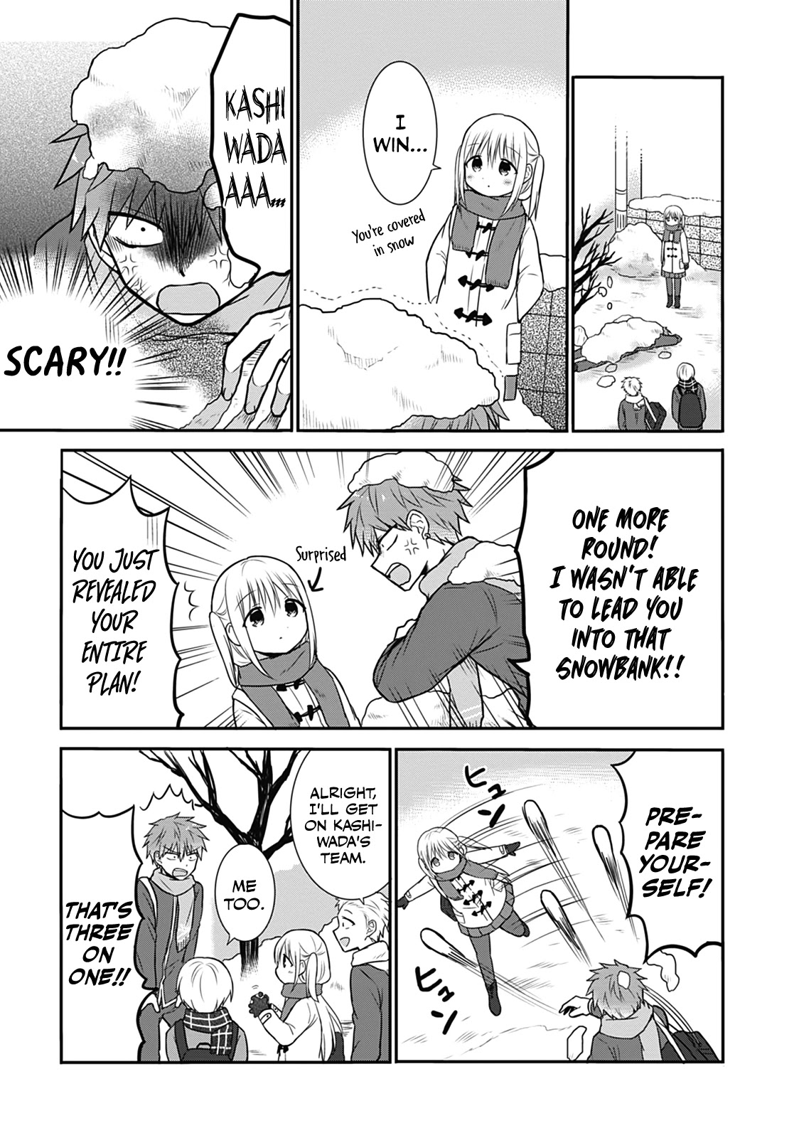 Expressionless Face Girl and Emotional Face Boy Chapter 17 page 7 - Chapter 17: Oota-kun and Kashiwada-san's Snowball Fight