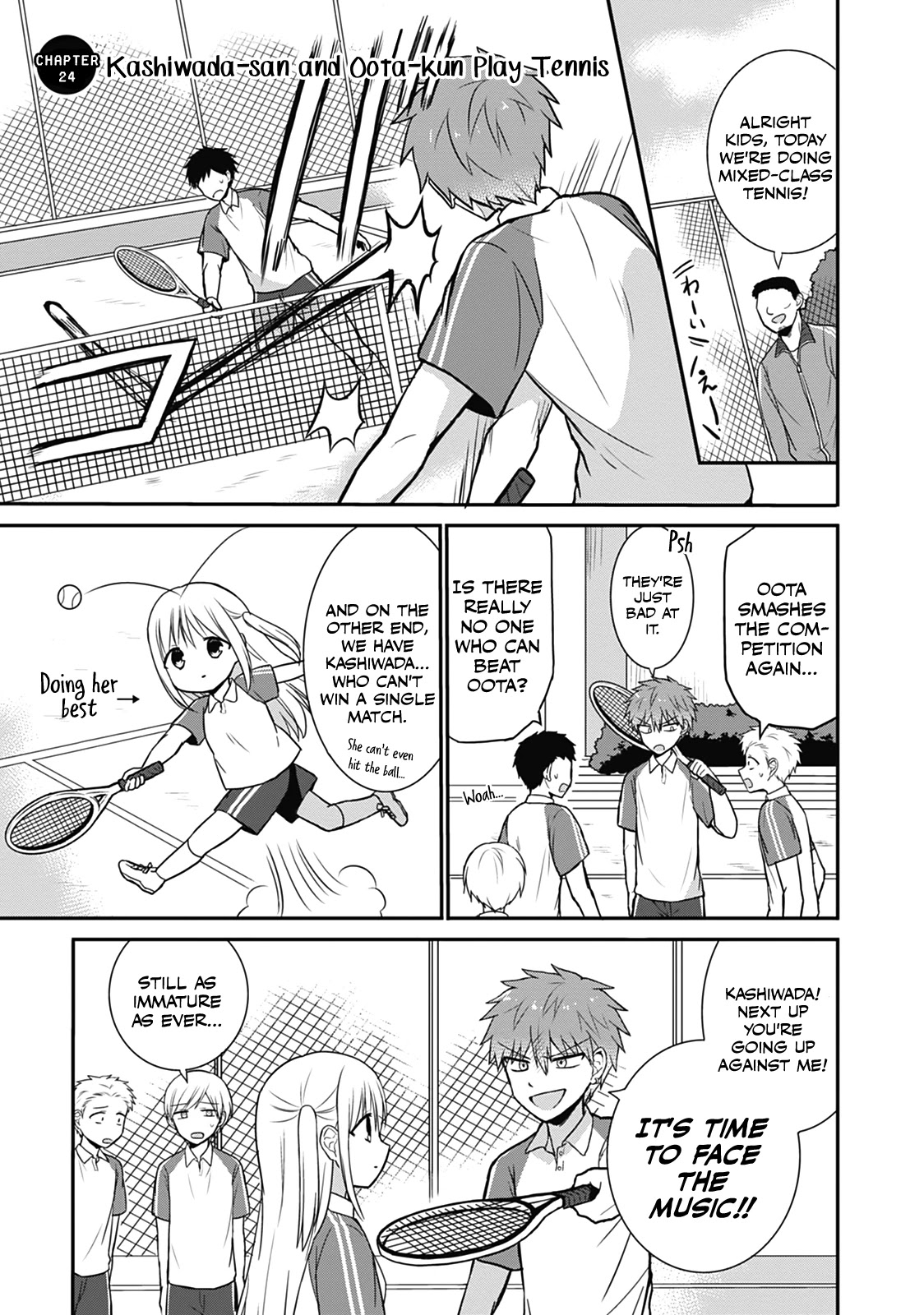 Expressionless Face Girl and Emotional Face Boy Chapter 24 page 1 - Chapter 24: Kashiwada-san and Oota-kun Play Tennis