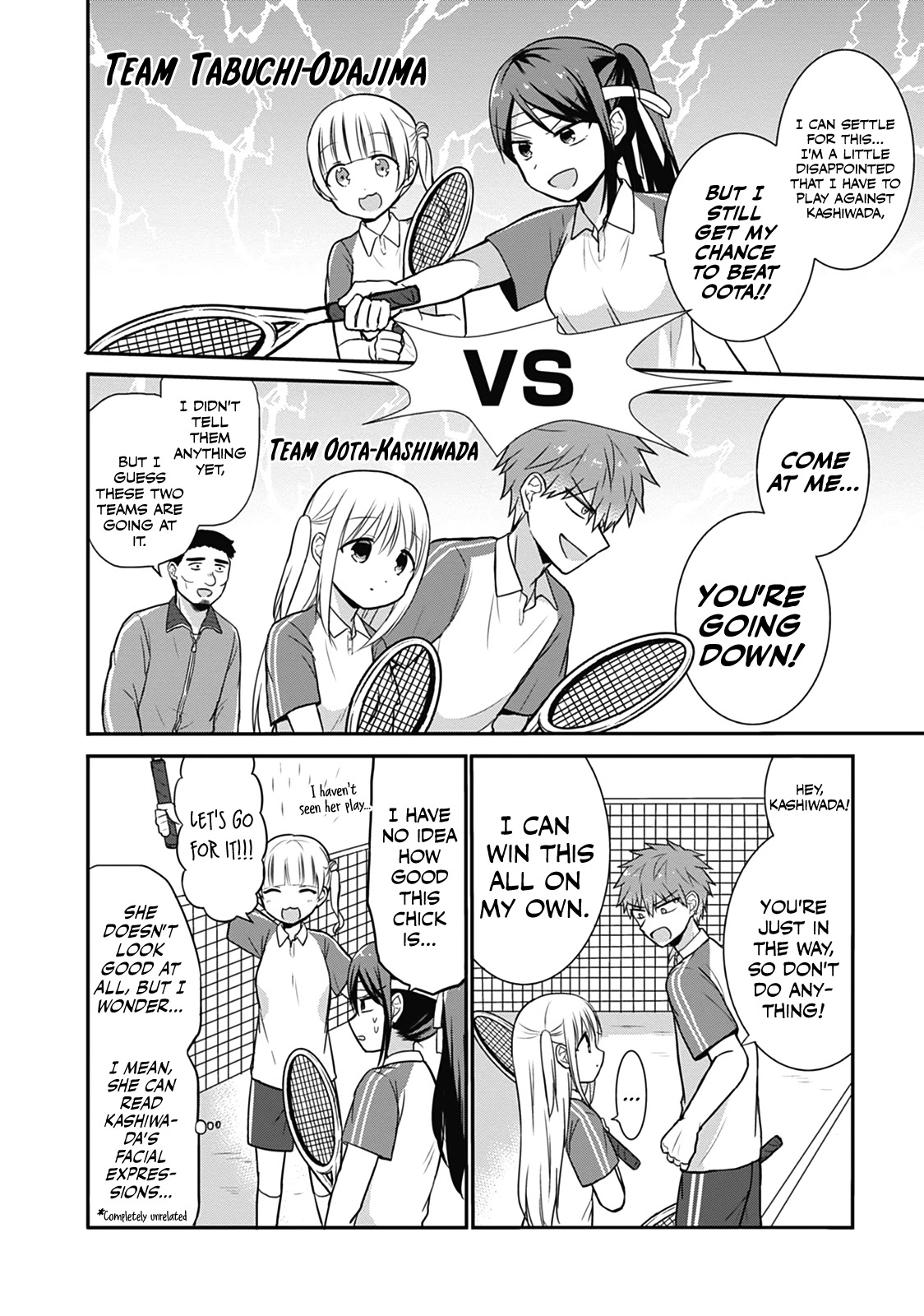 Expressionless Face Girl and Emotional Face Boy Chapter 24 page 4 - Chapter 24: Kashiwada-san and Oota-kun Play Tennis