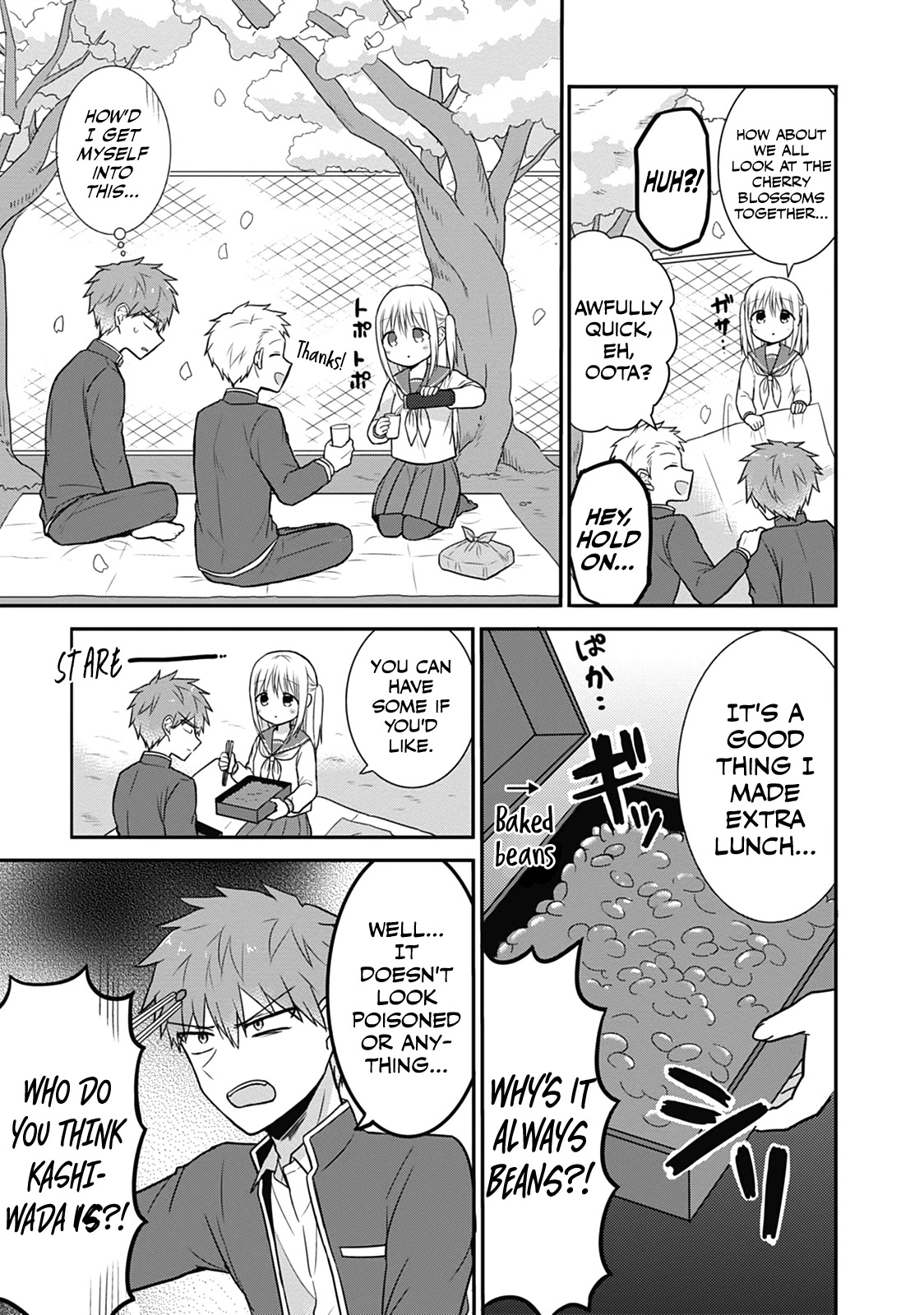 Expressionless Face Girl and Emotional Face Boy Chapter 25 page 3 - Chapter 25: Kashiwada-san Viewing the Cherry Blossoms