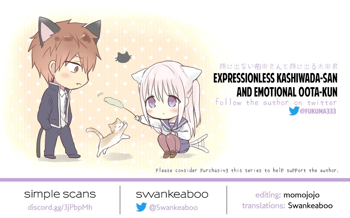 Expressionless Face Girl and Emotional Face Boy Chapter 37.5 page 12 - Chapter 37.5: Kashiwada-san and Oota-kun on the Night Before the New Semester