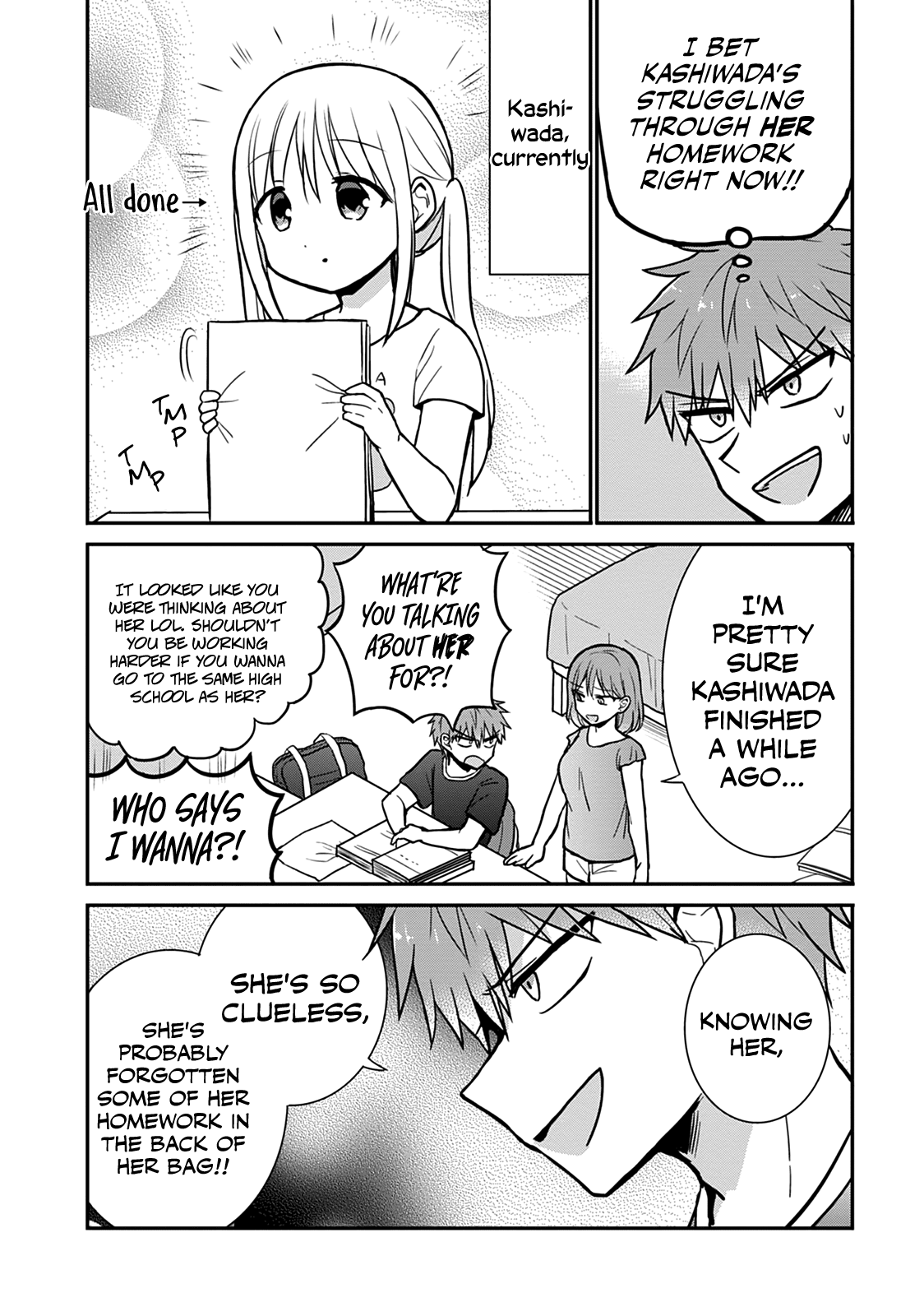 Expressionless Face Girl and Emotional Face Boy Chapter 37.5 page 2 - Chapter 37.5: Kashiwada-san and Oota-kun on the Night Before the New Semester
