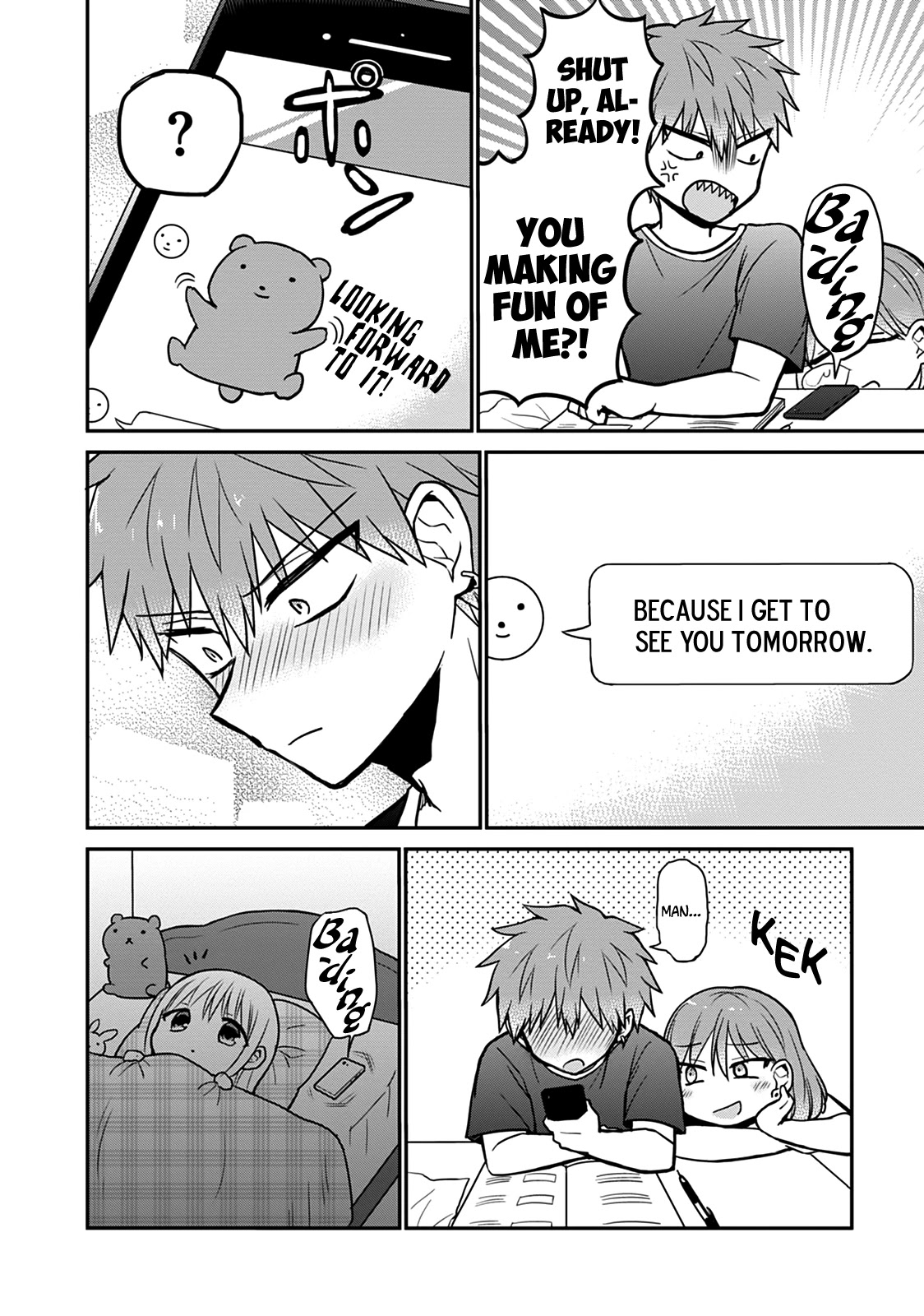 Expressionless Face Girl and Emotional Face Boy Chapter 37.5 page 6 - Chapter 37.5: Kashiwada-san and Oota-kun on the Night Before the New Semester