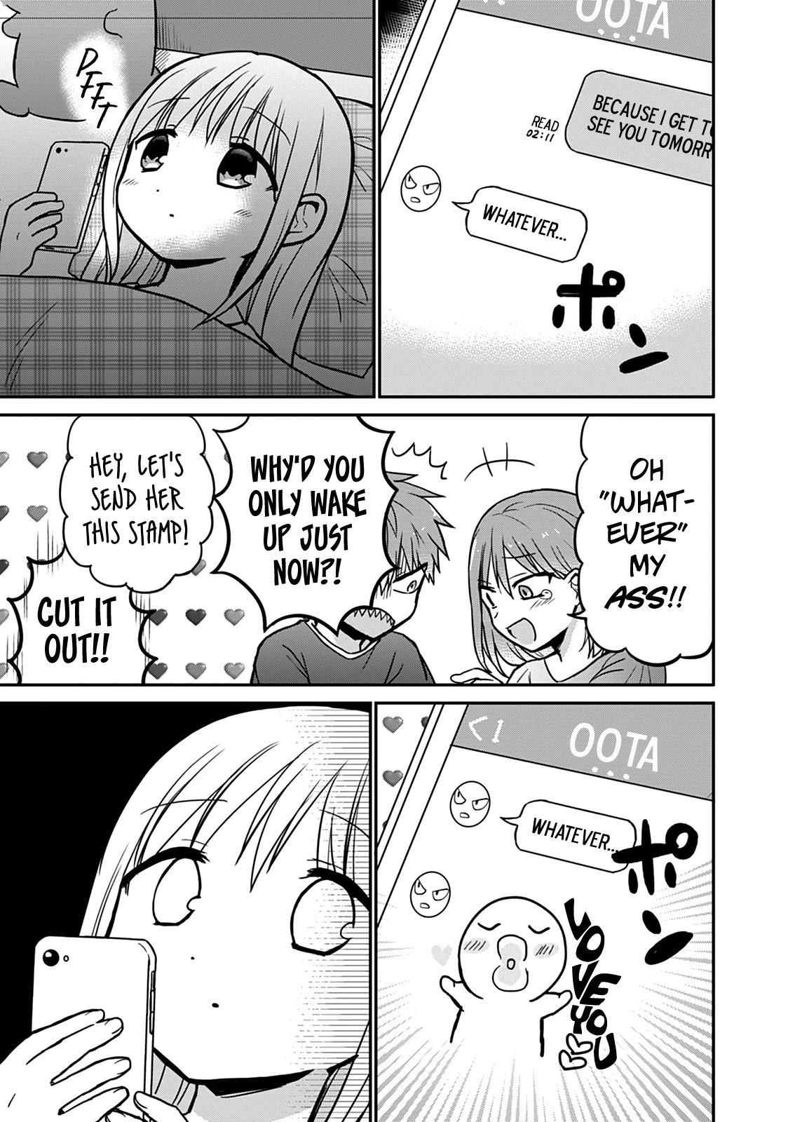 Expressionless Face Girl and Emotional Face Boy Chapter 37.5 page 7 - Chapter 37.5: Kashiwada-san and Oota-kun on the Night Before the New Semester