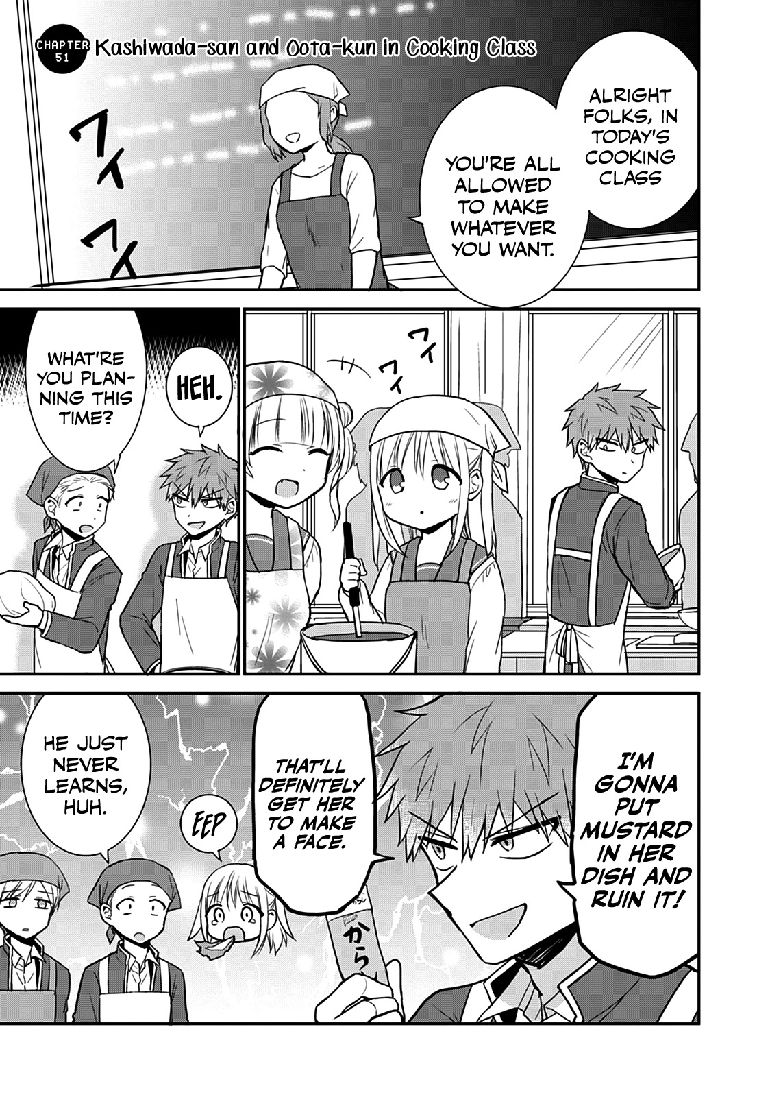 Expressionless Face Girl and Emotional Face Boy Chapter 51 page 4 - Chapter 51: Kashiwada-san and Oota-kun in Cooking Class