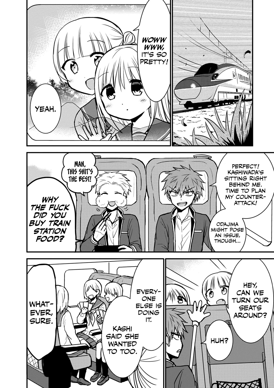 Expressionless Face Girl and Emotional Face Boy Chapter 65 page 4 - Chapter 65: Kashiwada-san and Oota-kun on the Bullet Train