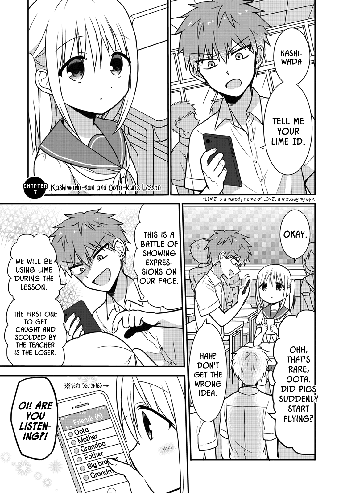 Expressionless Face Girl and Emotional Face Boy Chapter 7 page 1 - Chapter 7: Kashiwada-san and Oota-kun's Lesson