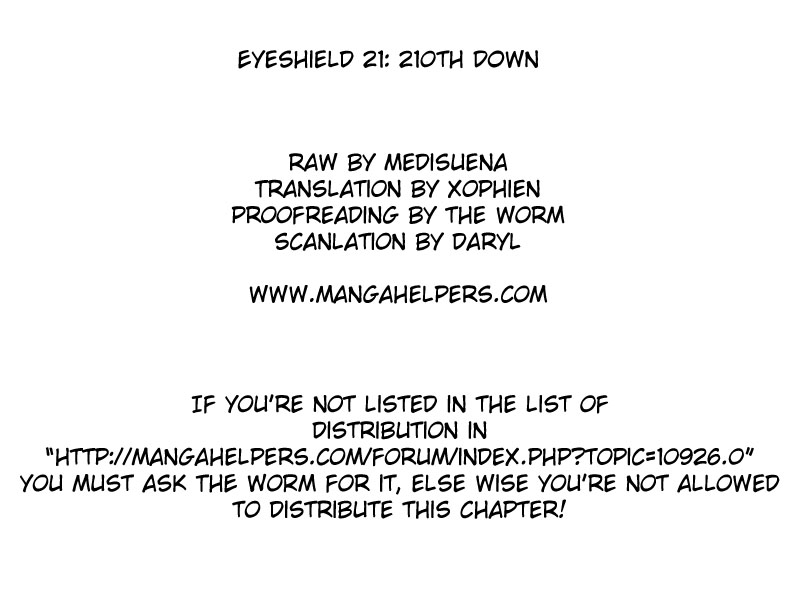 Eyeshield 21 Chapter 210 page 1 - Chapter 210: The Fanfare Outbreak of the War