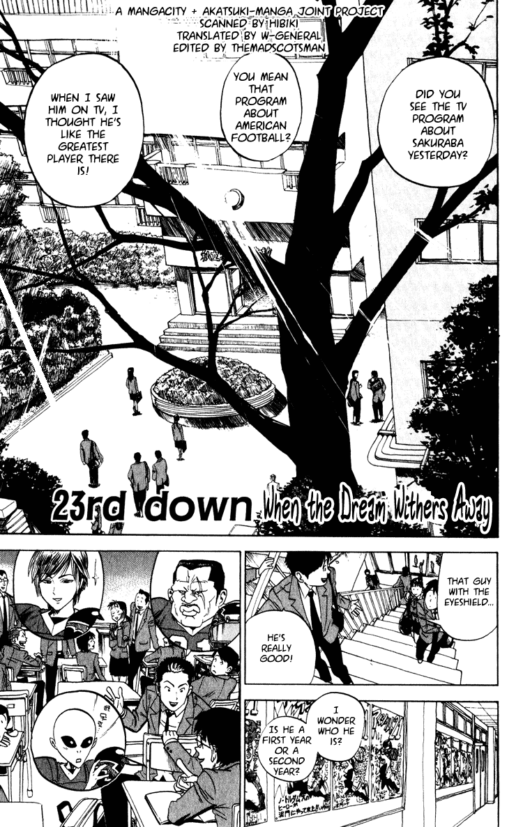 Eyeshield 21 Chapter 23 page 1 - Chapter 23: When the Drea Withers Away