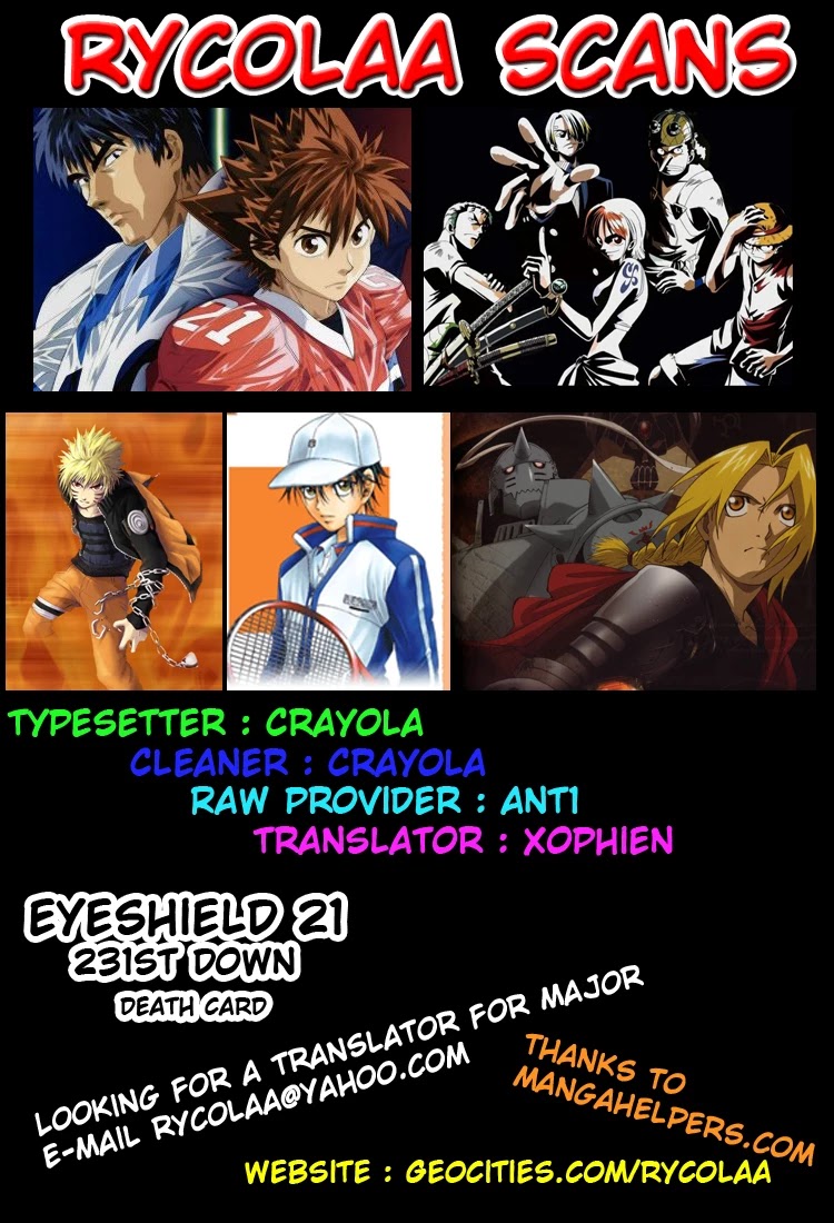 Eyeshield 21 Chapter 231 page 1 - Chapter 231: Death Card