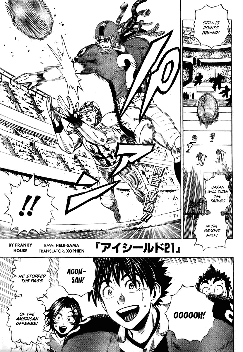Eyeshield 21 Chapter 326 page 1 - Chapter 326: Lecture on How to Handle Cards by Hiruma Youichi and Cliffford D. Lewis