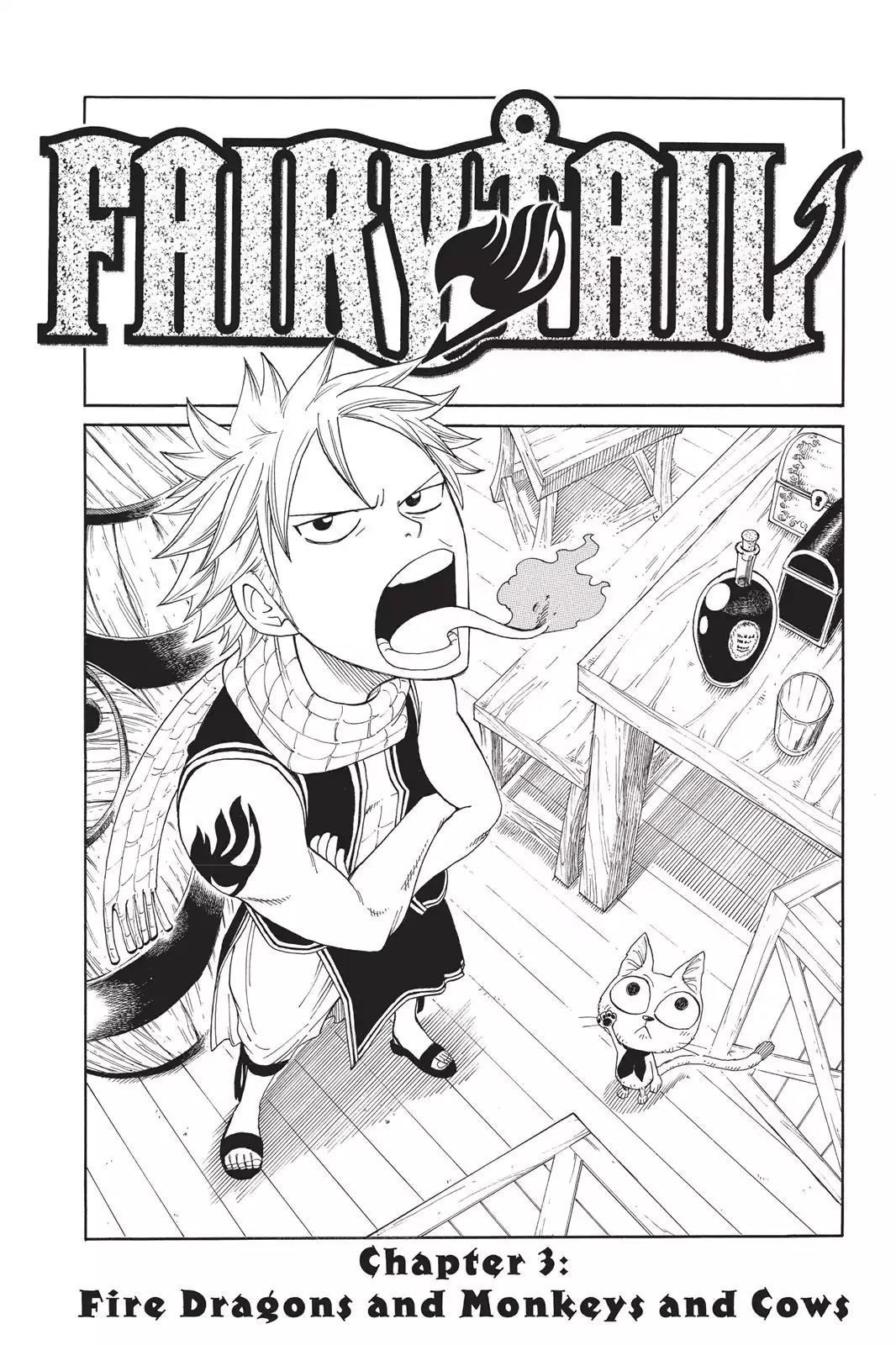 Fairy Tail Chapter 3 page 3 - Chapter 3: Fire Dragons And Monkeys And Cows