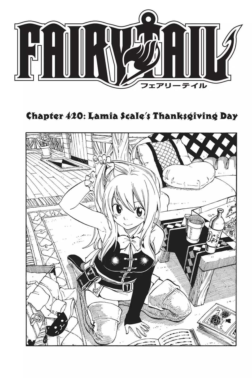 Fairy Tail Chapter 420 page 1 - Chapter 420: Lamia Scale's Thanksgiving Day