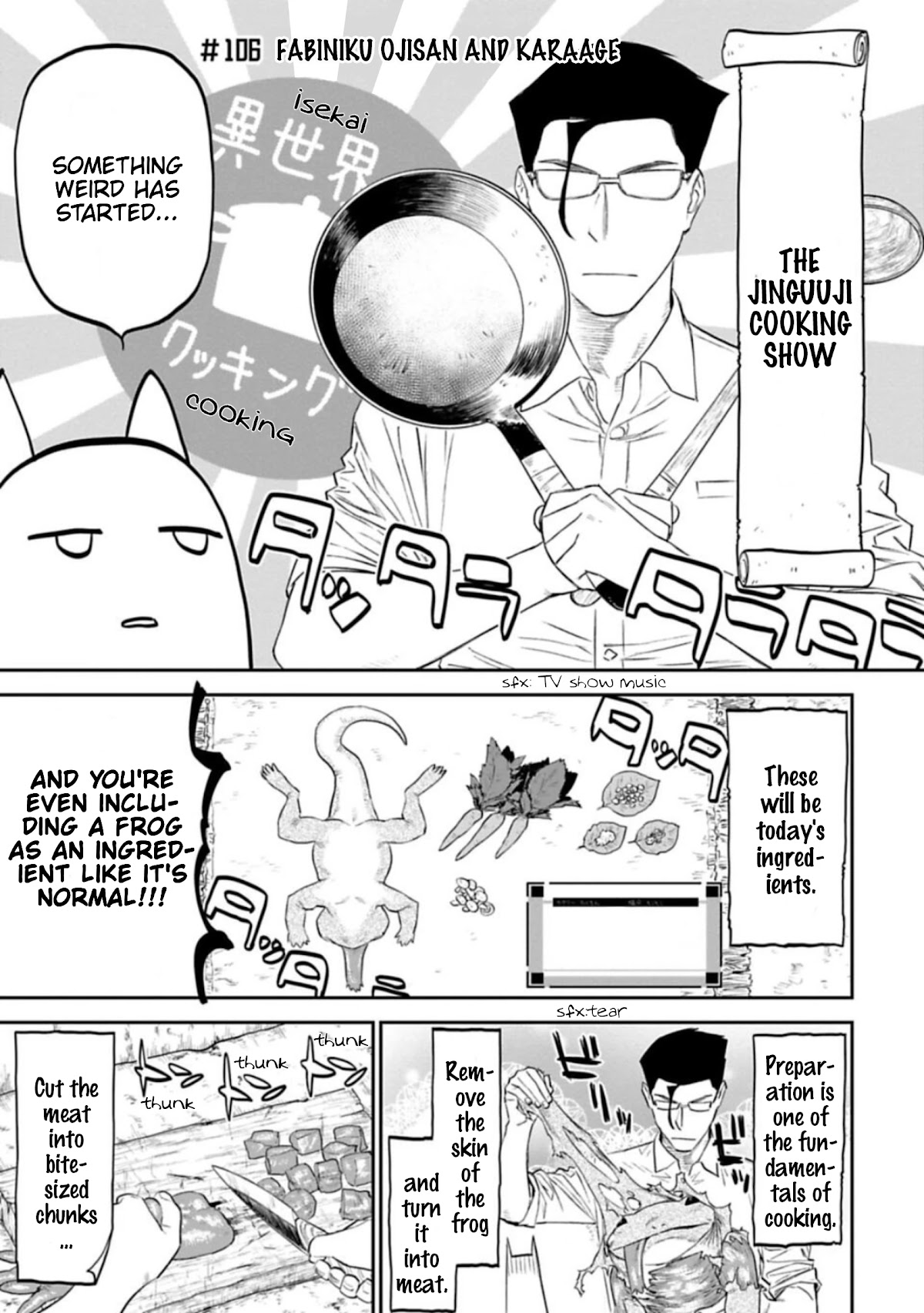 Fantasy Bishoujo Juniku Ojisan to Chapter 106 page 1 - Chapter 106: Fabiniku Ojisan and Karaage
