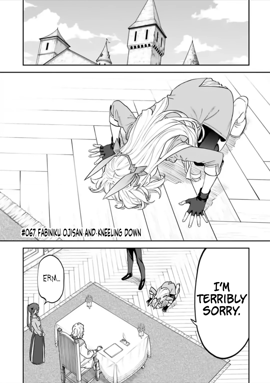 Fantasy Bishoujo Juniku Ojisan to Chapter 67 page 1 - Chapter 67: Fabiniku Ojisan And Kneeling Down
