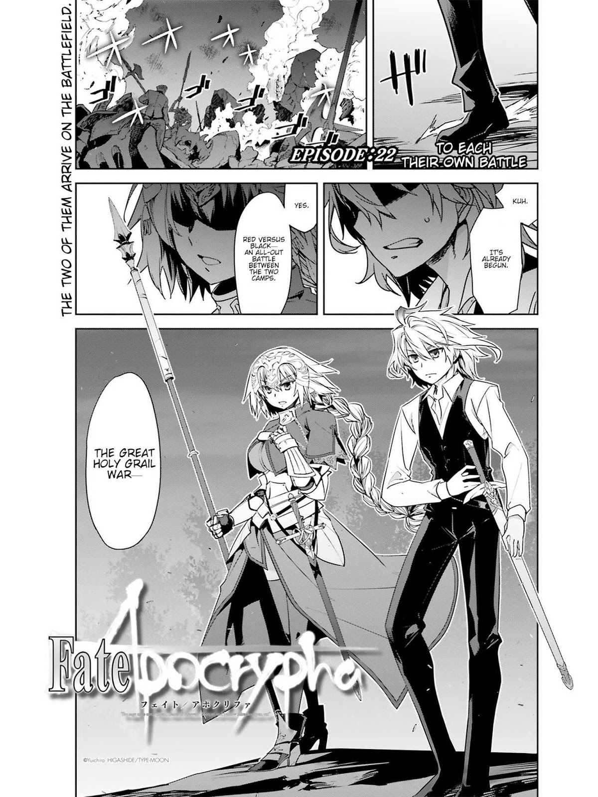 Fate/Apocrypha Chapter 22 page 1 - Chapter 22: Episode: 22 To Each Their Own Battle
