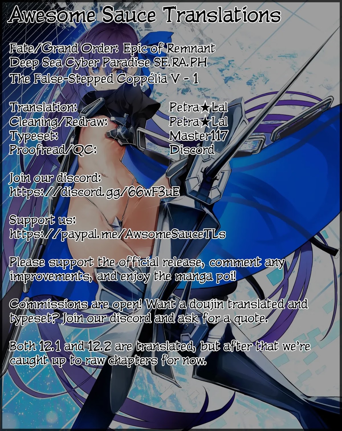 Fate/Grand Order: Epic of Remnant - Deep Sea Cyber-Paradise SE.RA.PH Chapter 12.1 page 1 - Chapter 12.1: The False-Stepped Coppélia V - 1