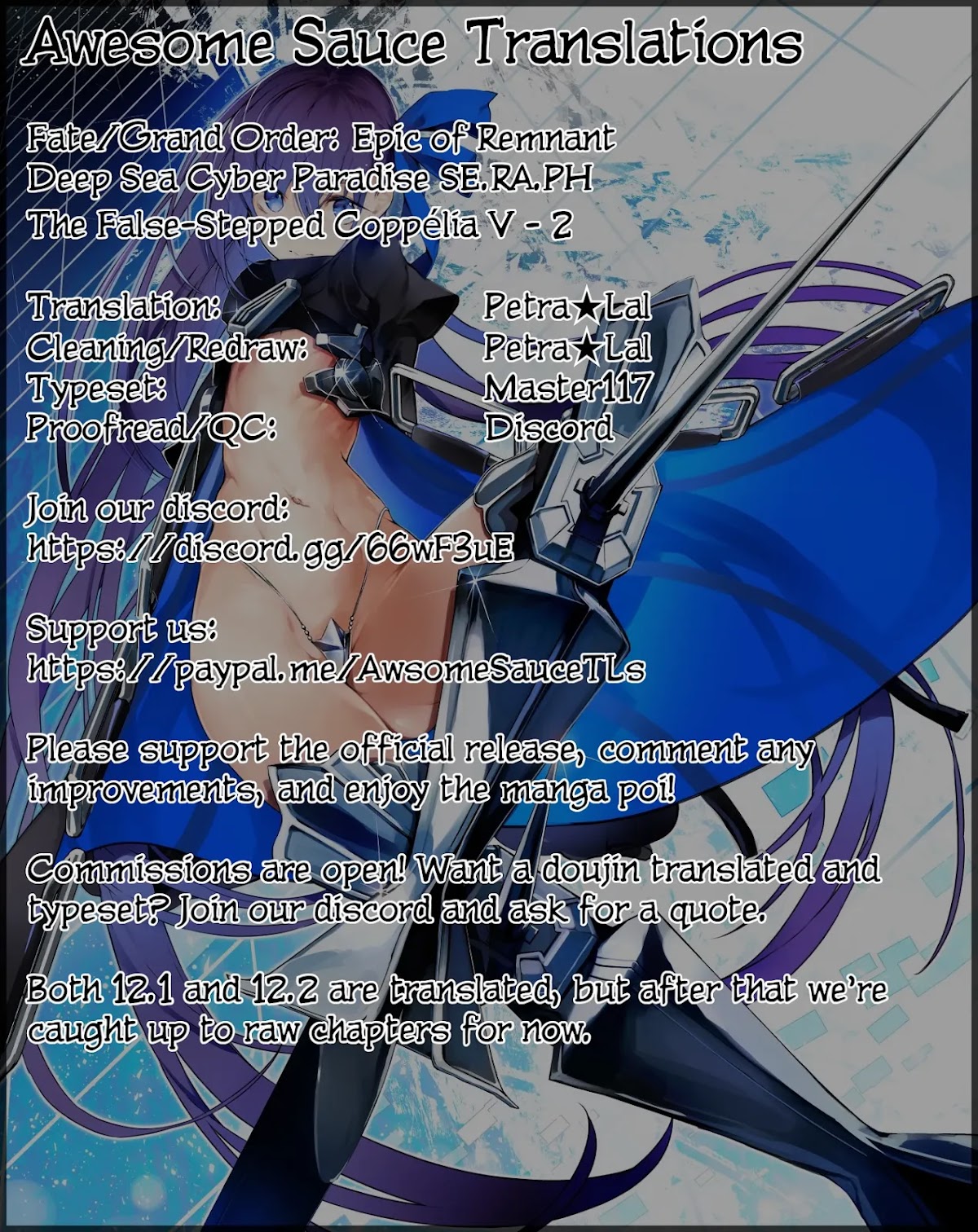 Fate/Grand Order: Epic of Remnant - Deep Sea Cyber-Paradise SE.RA.PH Chapter 12.2 page 1 - Chapter 12.2: The False-Stepped Coppélia V - 2