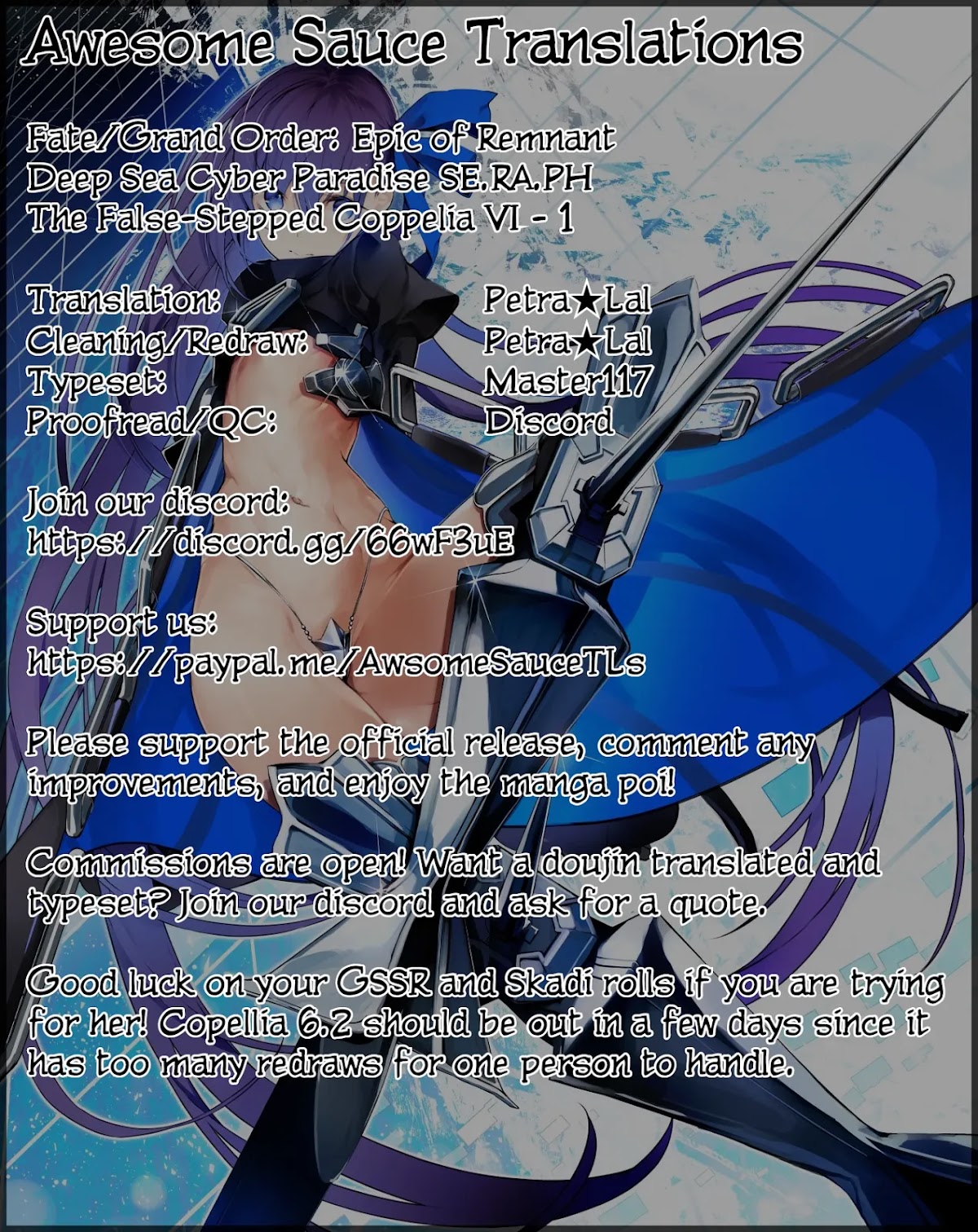 Fate/Grand Order: Epic of Remnant - Deep Sea Cyber-Paradise SE.RA.PH Chapter 13.1 page 1 - Chapter 13.1: The False-Stepped Coppélia VI - 1