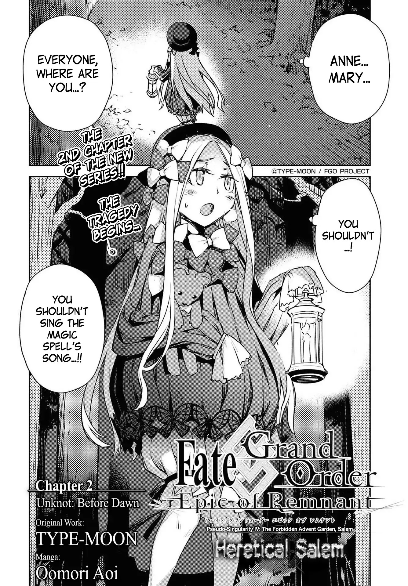 Fate/Grand Order: Epic of Remnant - Subspecies Singularity IV: Taboo Advent Salem: Salem of Heresy Chapter 2 page 2 - Chapter 2: Unknot: Before Dawn