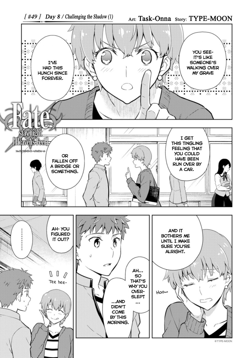 Fate/Stay Night - Heaven's Feel Chapter 49 page 1 - Chapter 49: Day 8 / Challenging the Shadow (1)
