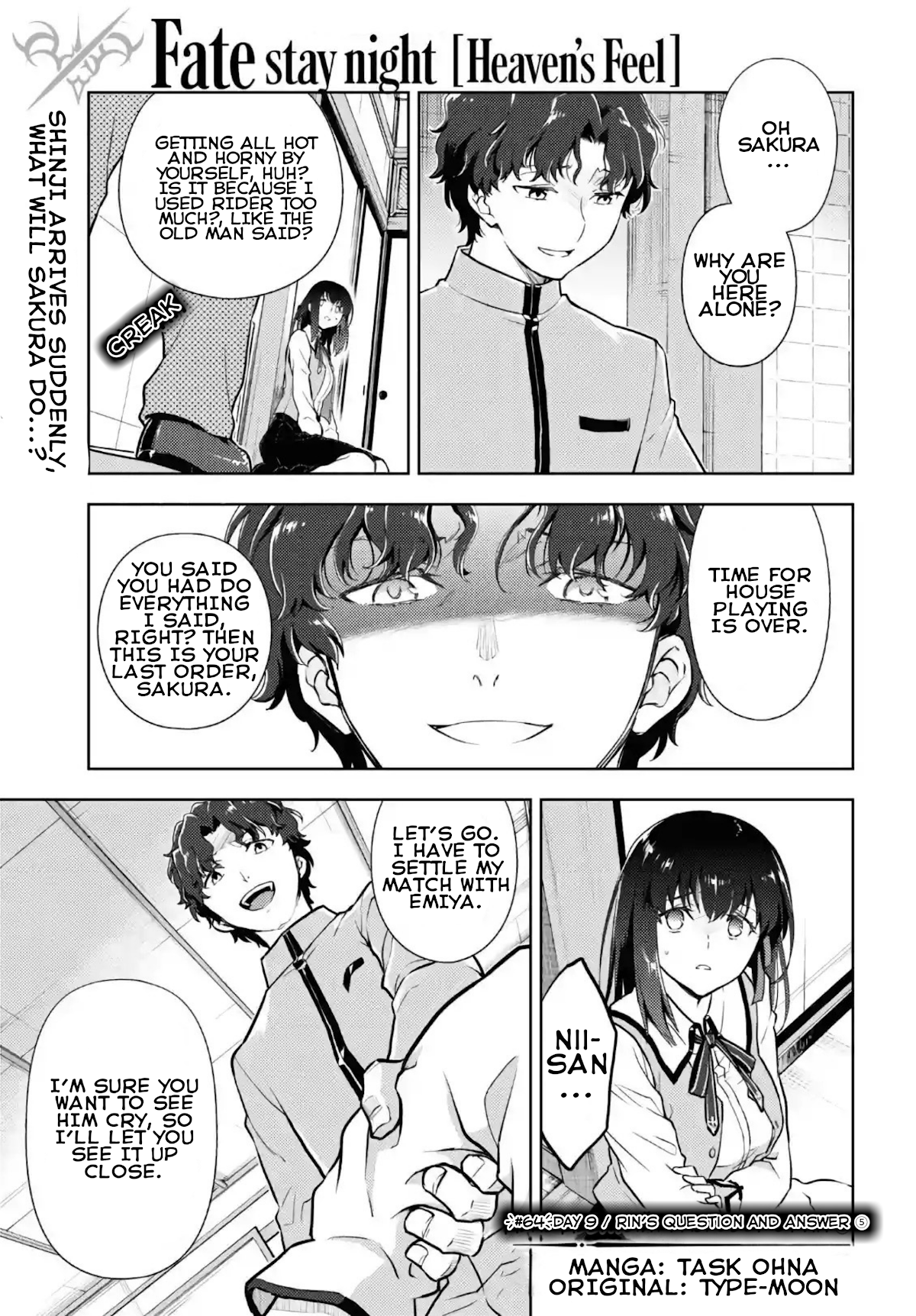Fate/Stay Night - Heaven's Feel Chapter 64 page 1 - Chapter 64: Day 9 / Rin's Questions and Answers (5)