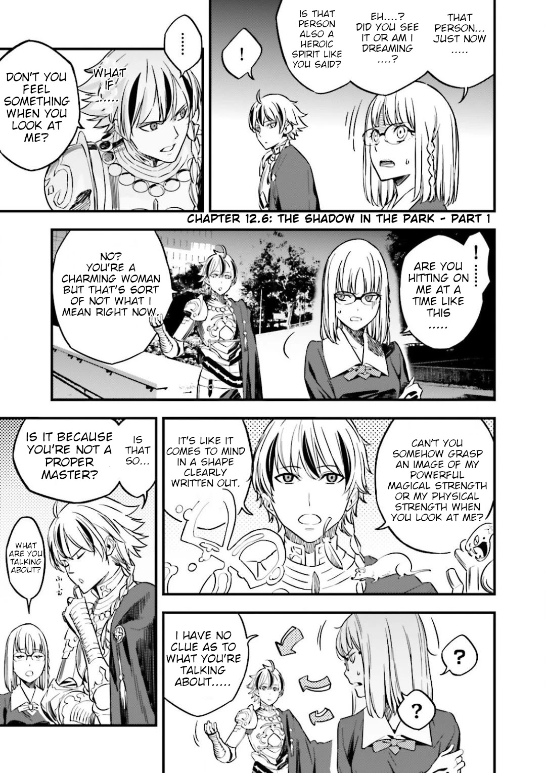 Fate/Strange Fake Chapter 12.6 page 2 - Chapter 12.6: The Shadow in the Park - Part 1