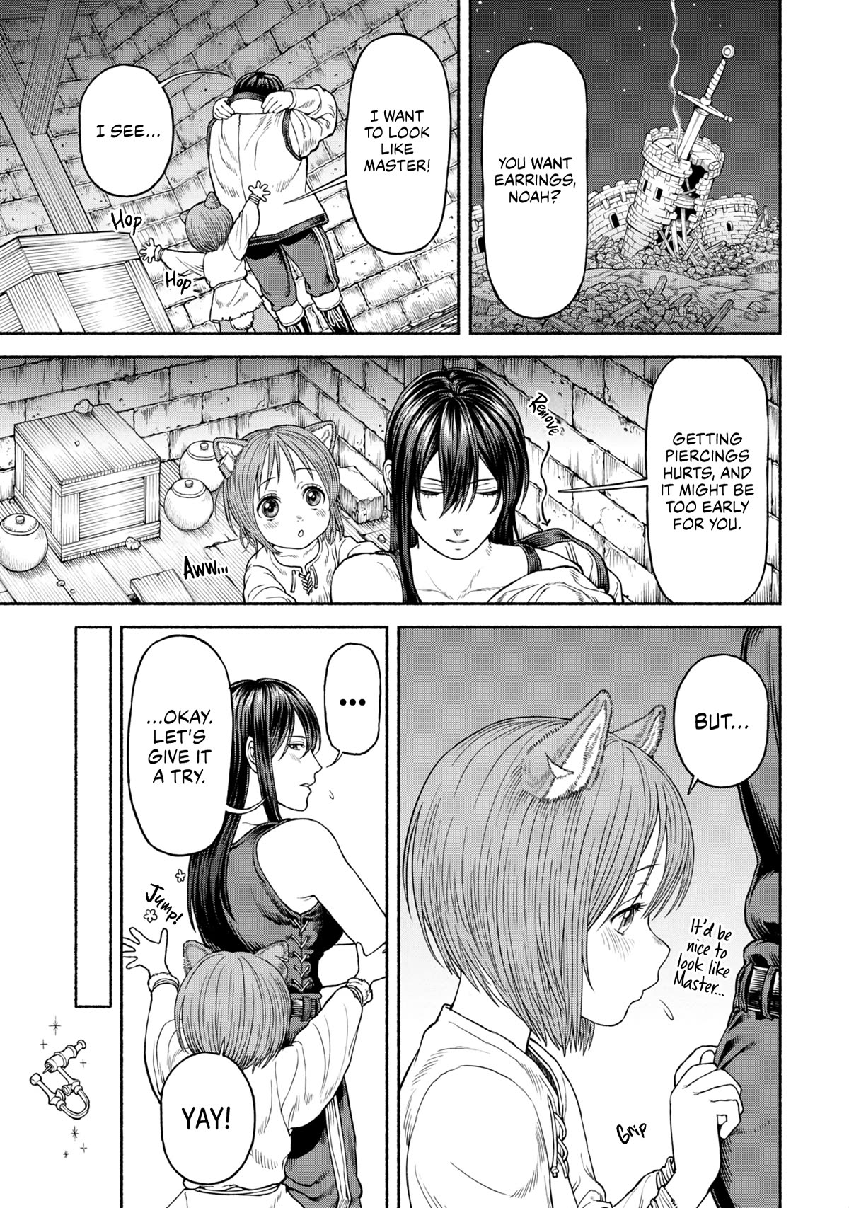 Female Knight and the Kemonomimi Child Chapter 30.5 page 3 - Chapter 30.5: Earrings