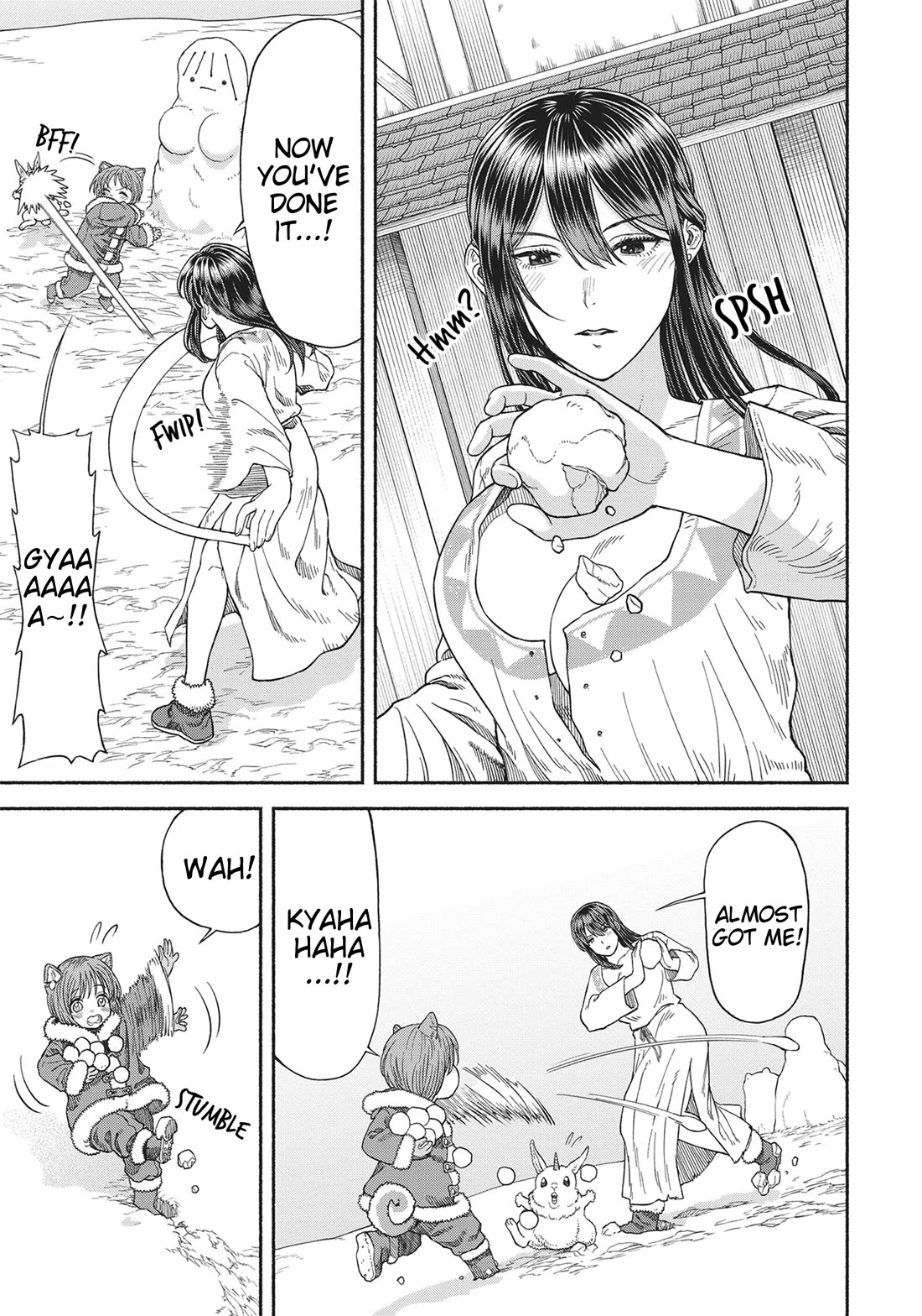 Female Knight and the Kemonomimi Child Chapter 80.1 page 2 - Chapter 80.1: Snowball Fight