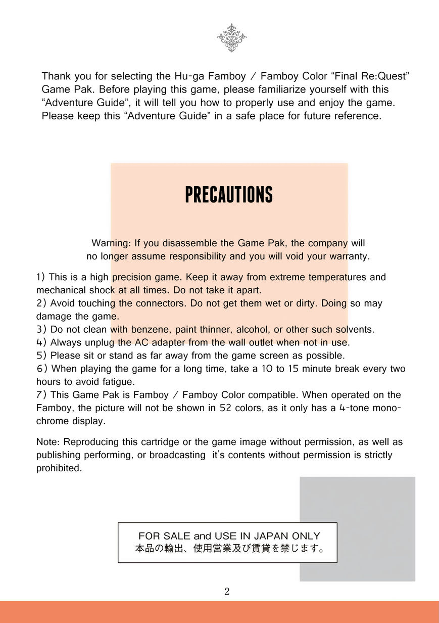 Final Re:Quest Chapter 0 page 4 - Chapter 0 : Adventure Guide (Instruction Manual)