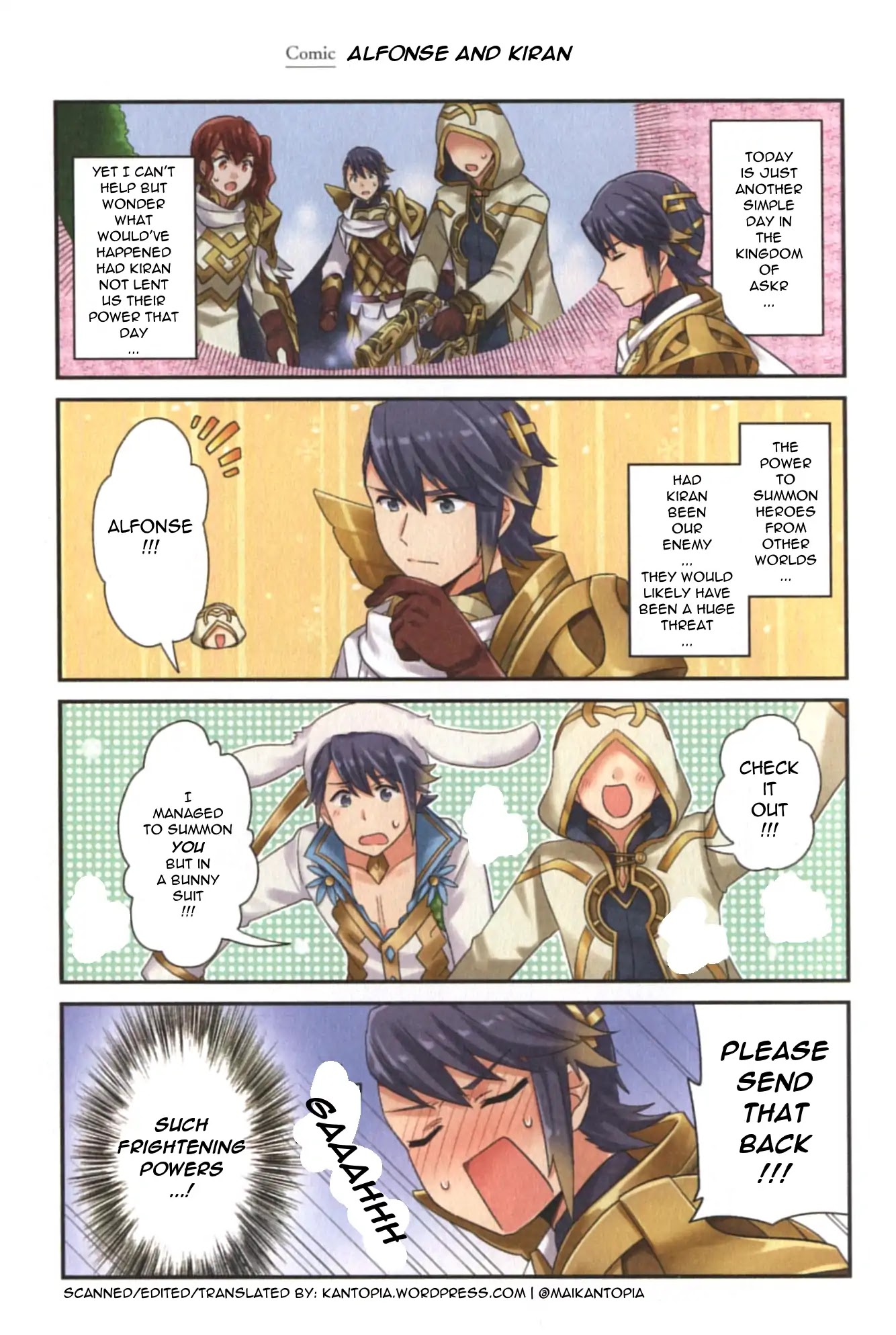 Fire Emblem Heroes Daily Lives of the Heroes Chapter 0.2 page 1 - Chapter 0.02: Character comic: Alfonse - Alfonse and Kiran