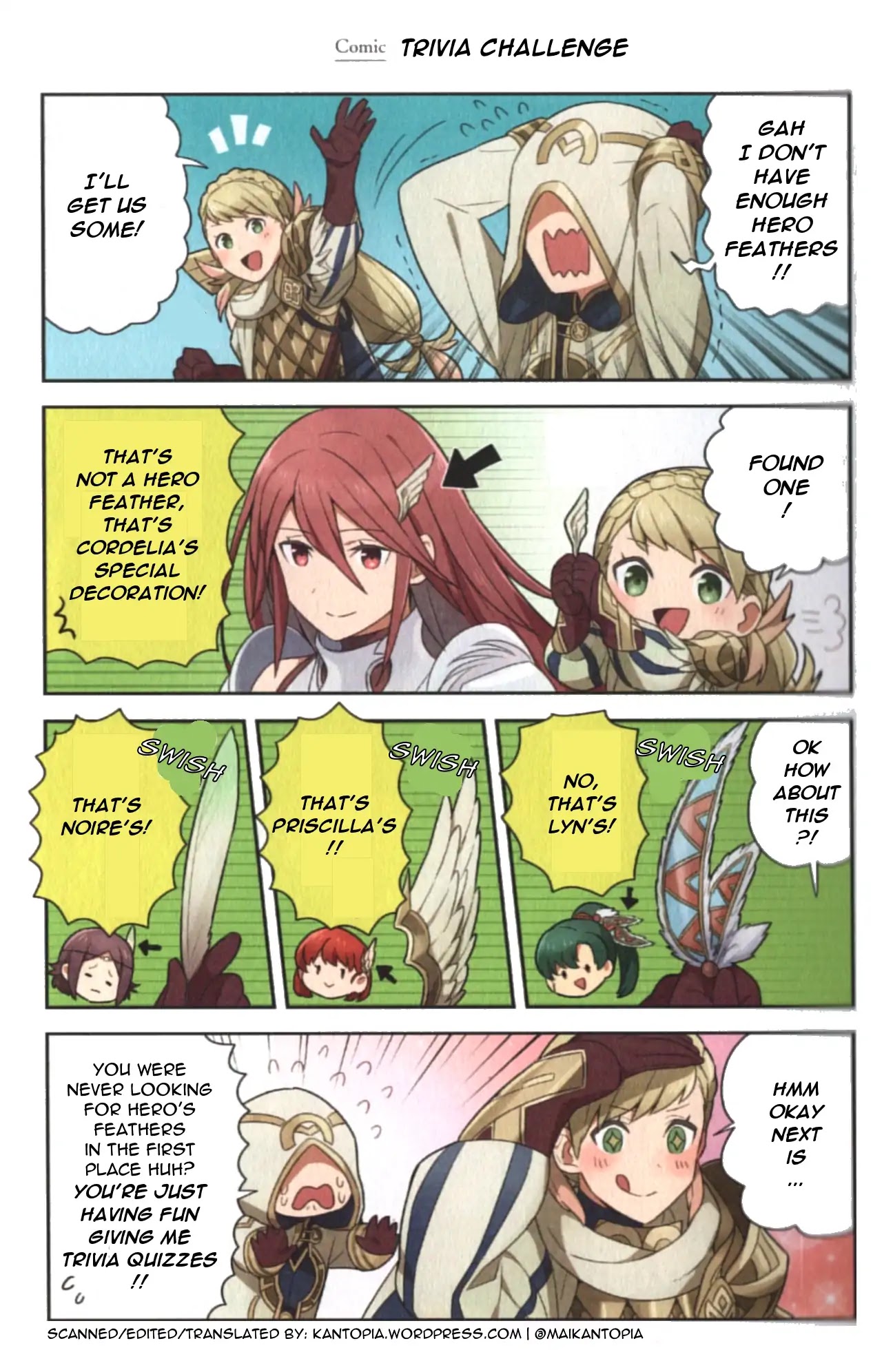 Fire Emblem Heroes Daily Lives of the Heroes Chapter 0.3 page 1 - Chapter 0.03: Character comic: Sharena - Trivia Challenge