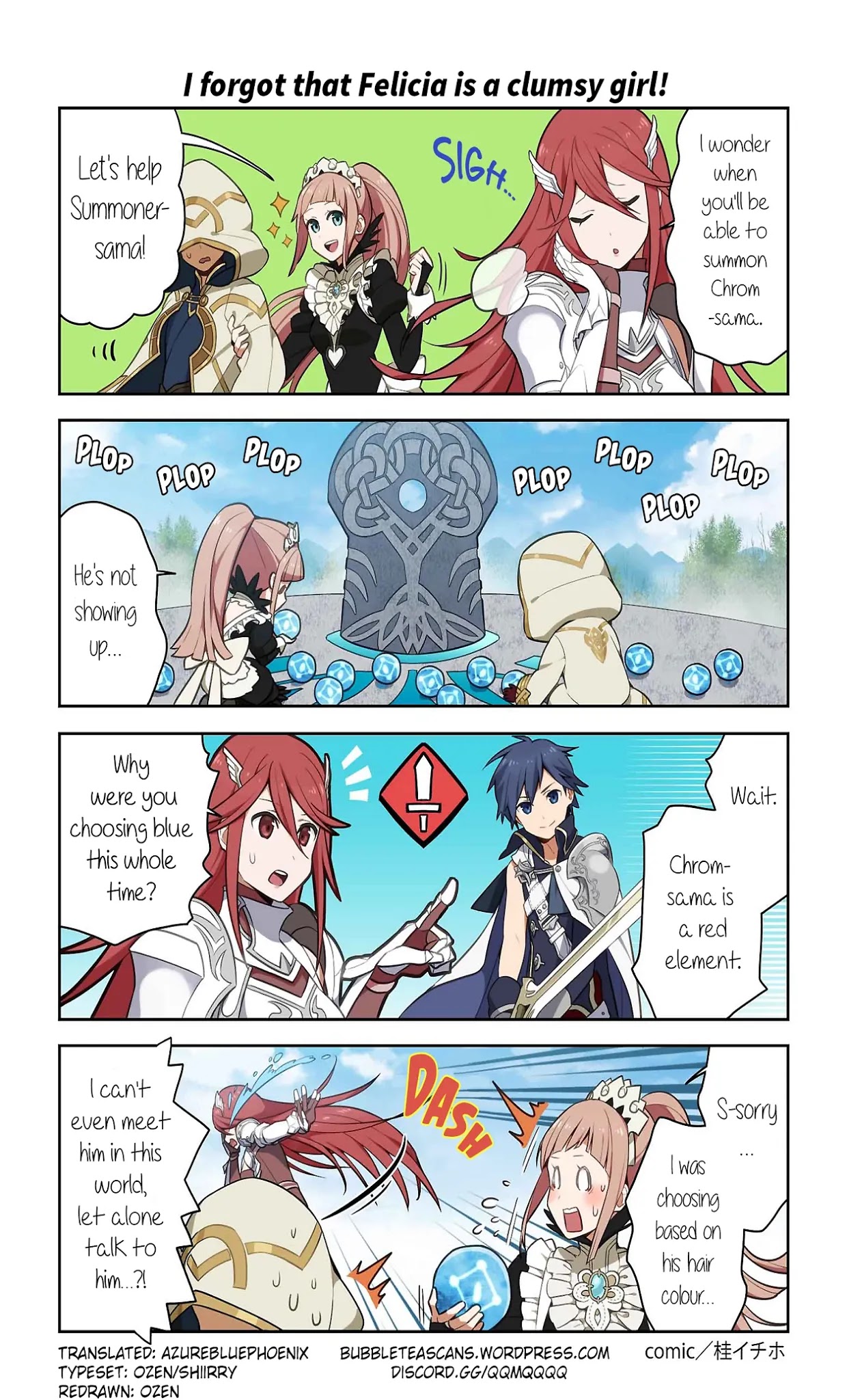 Fire Emblem Heroes Daily Lives of the Heroes Chapter 1 page 1 - Chapter 1: I forgot that Felicia is a clumsy girl!
