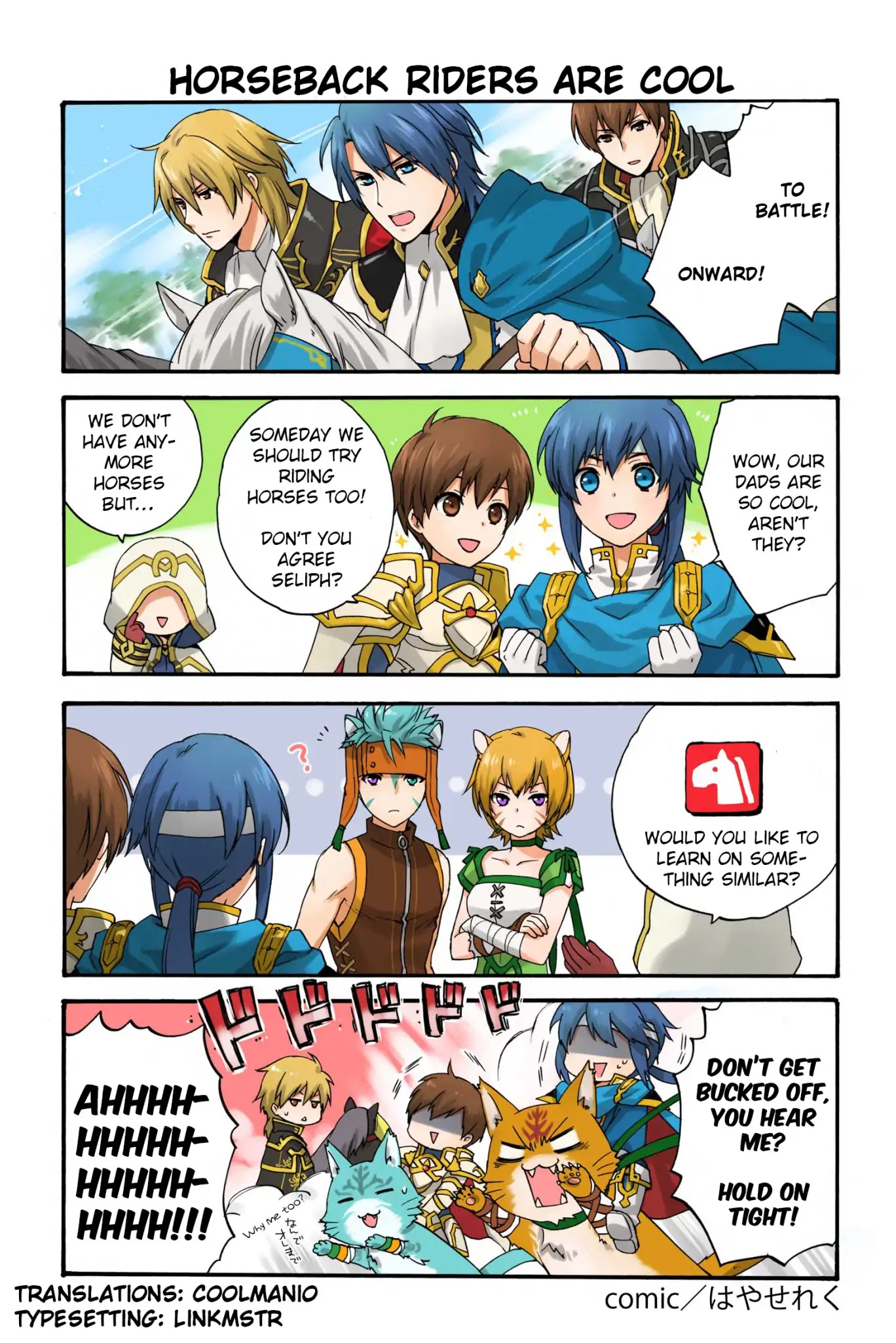 Fire Emblem Heroes Daily Lives of the Heroes Chapter 100 page 1 - Chapter 100: Horseback Riders are Cool