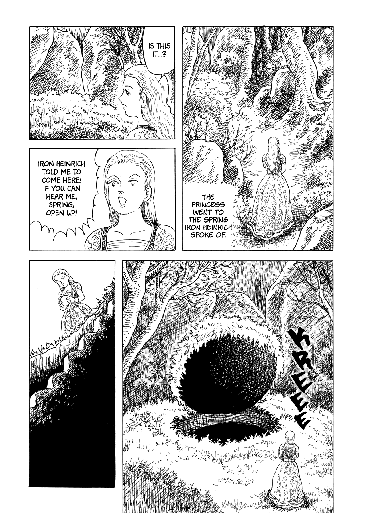 Frau Trude – Grimm-Adjacent Tales Chapter 5 page 4 - Chapter 5: The Frog King or Iron Heinrich