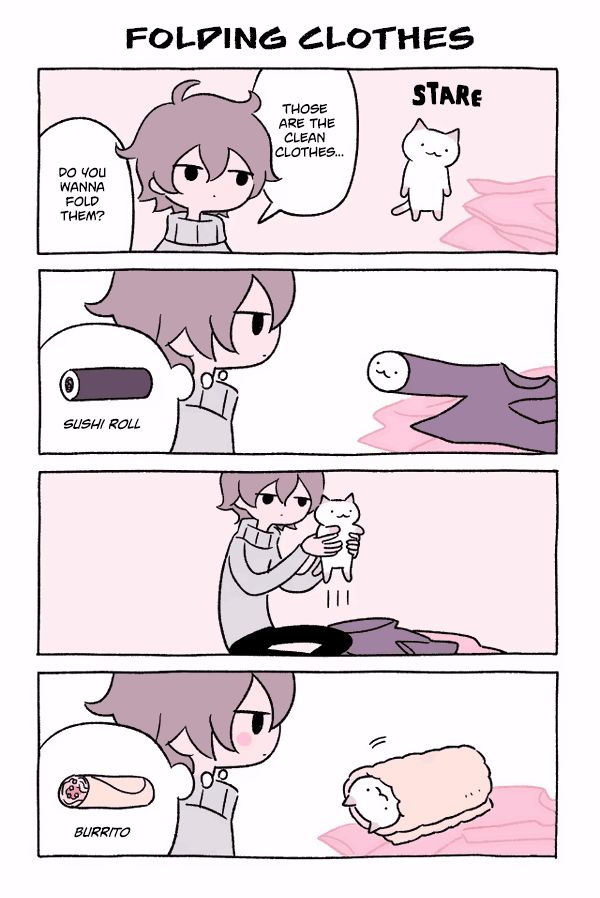 Fushigi Neko no Kyuu-chan Chapter 11 page 1 - Chapter 11 : Folding Clothes