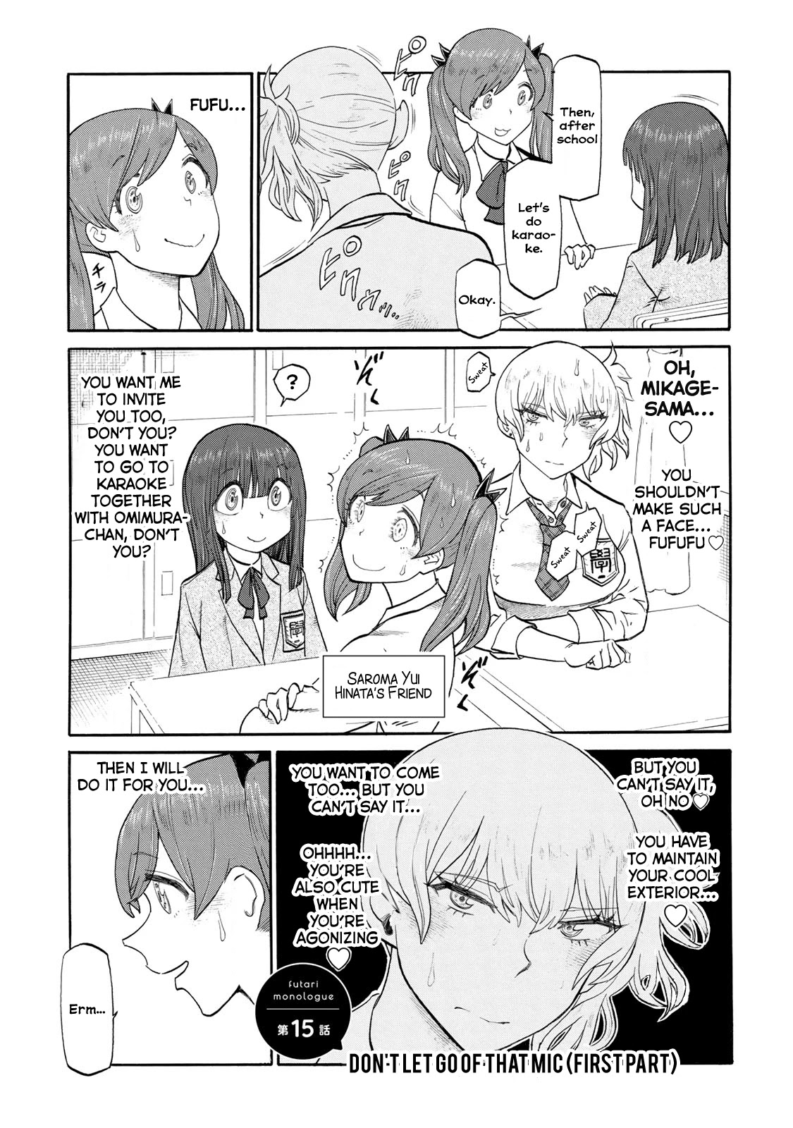 Futari Monologue Chapter 15 page 1 - Chapter 15: Don't Let Go Of That Mic (First Part)