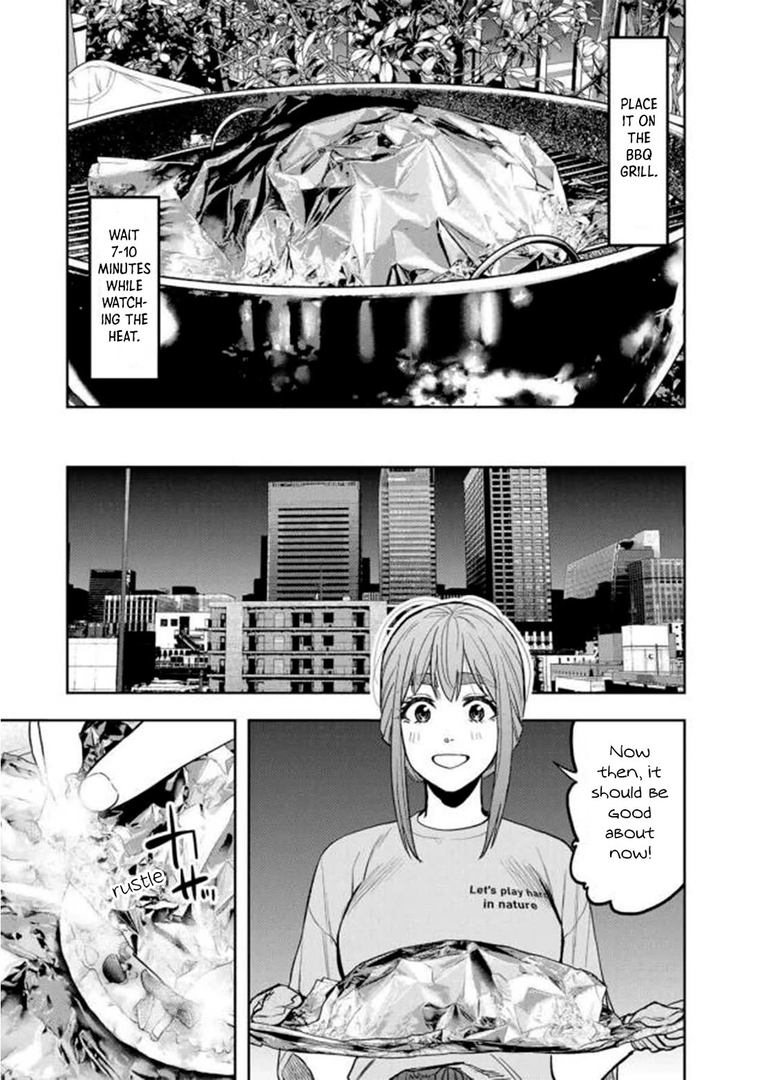 Futari Solo Camp Chapter 44 page 21 - Chapter 44: Rooftop BBQ!
