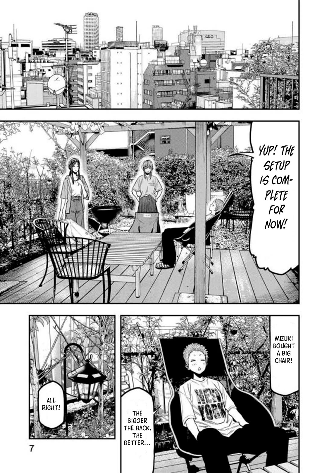 Futari Solo Camp Chapter 44 page 7 - Chapter 44: Rooftop BBQ!