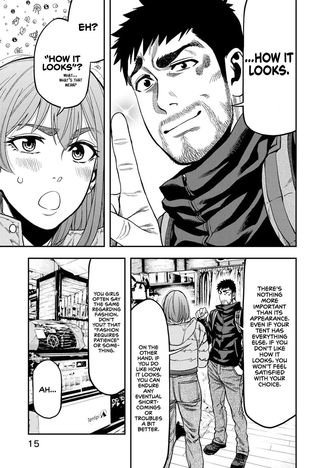 Futari Solo Camp Chapter 7 page 15 - Chapter 7: Shizuku's Tent